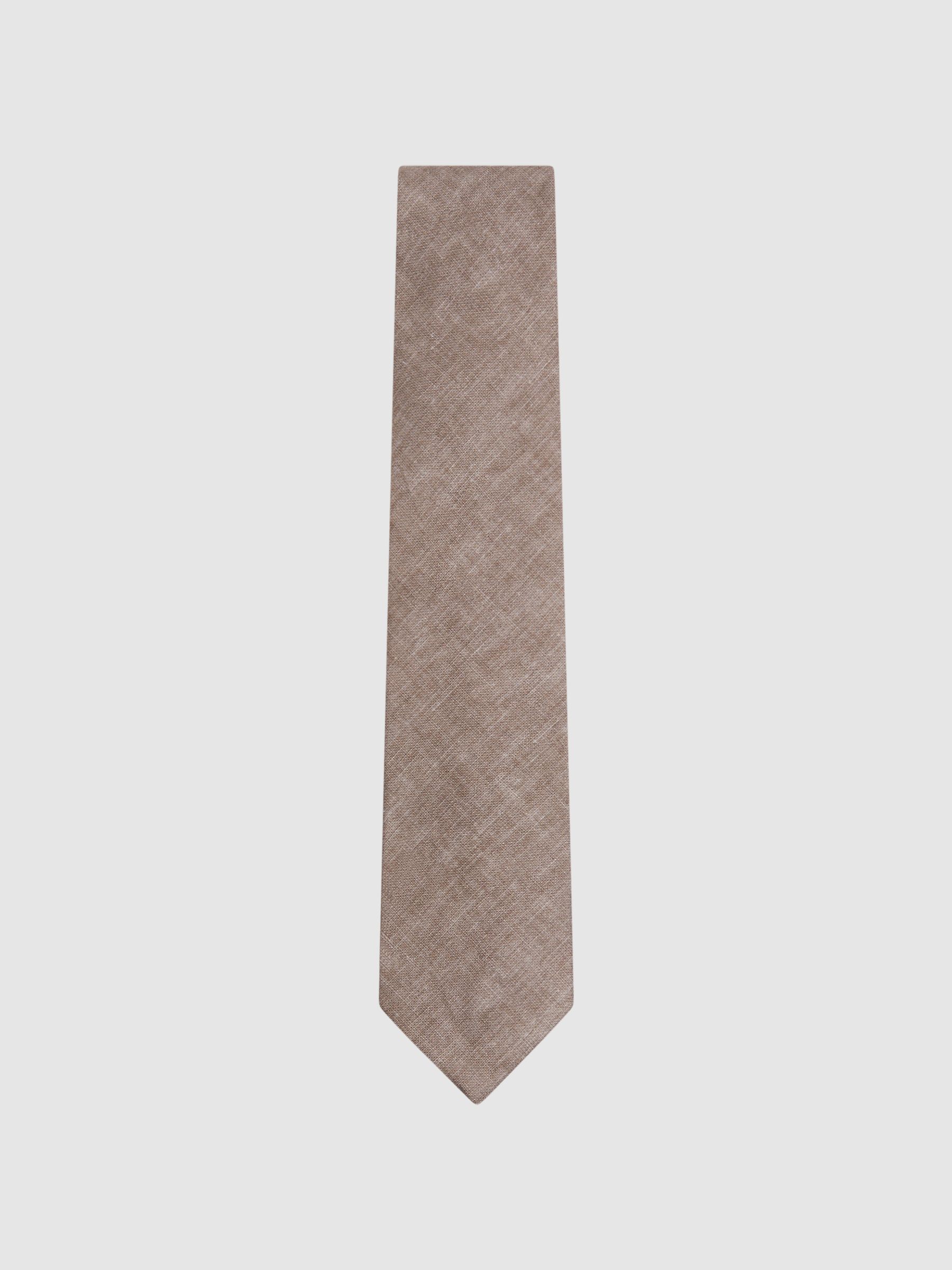 Linen Tie in Light Brown Melange - Image 1 of 5