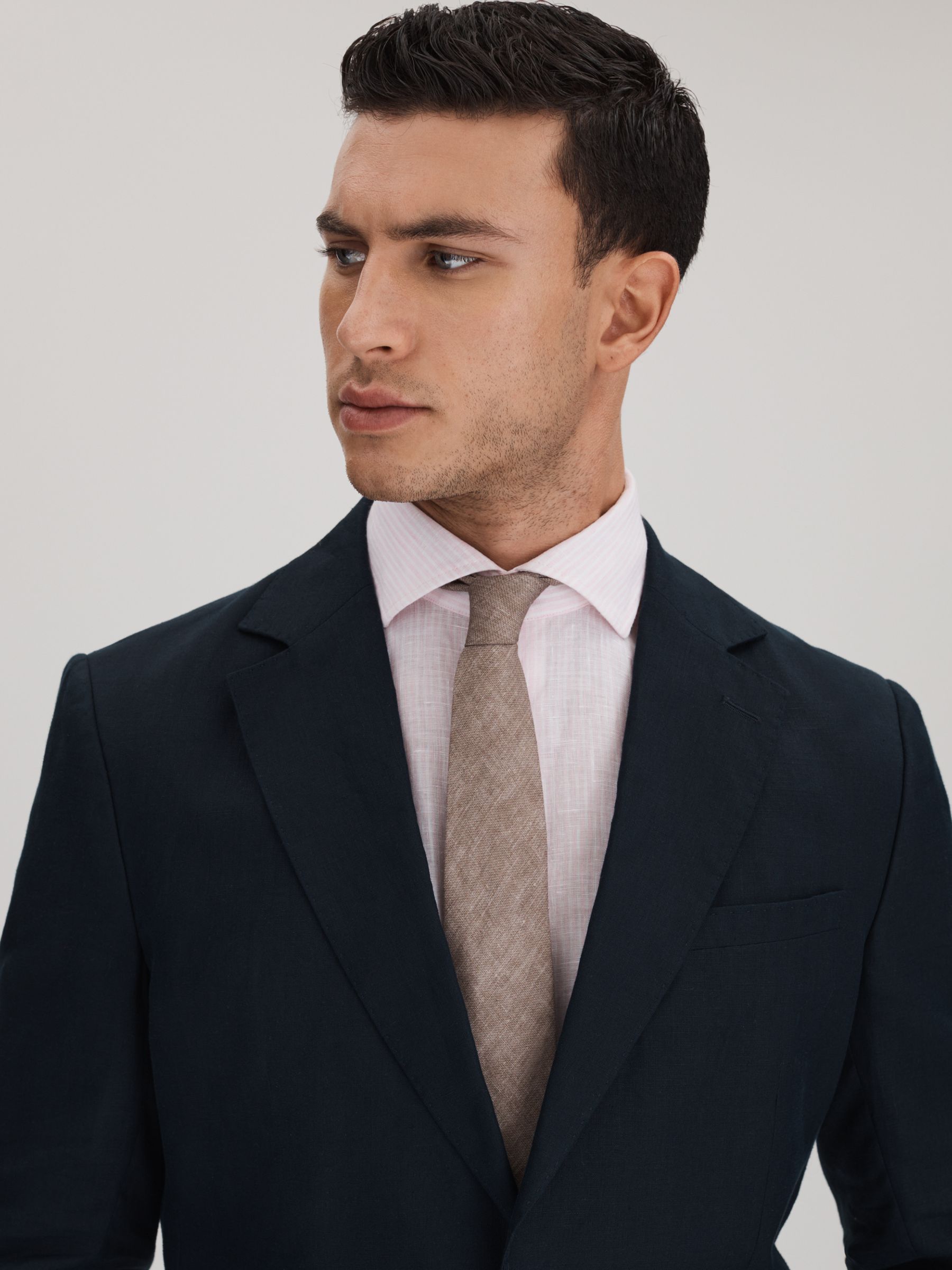 Linen Tie in Light Brown Melange - Image 2 of 5