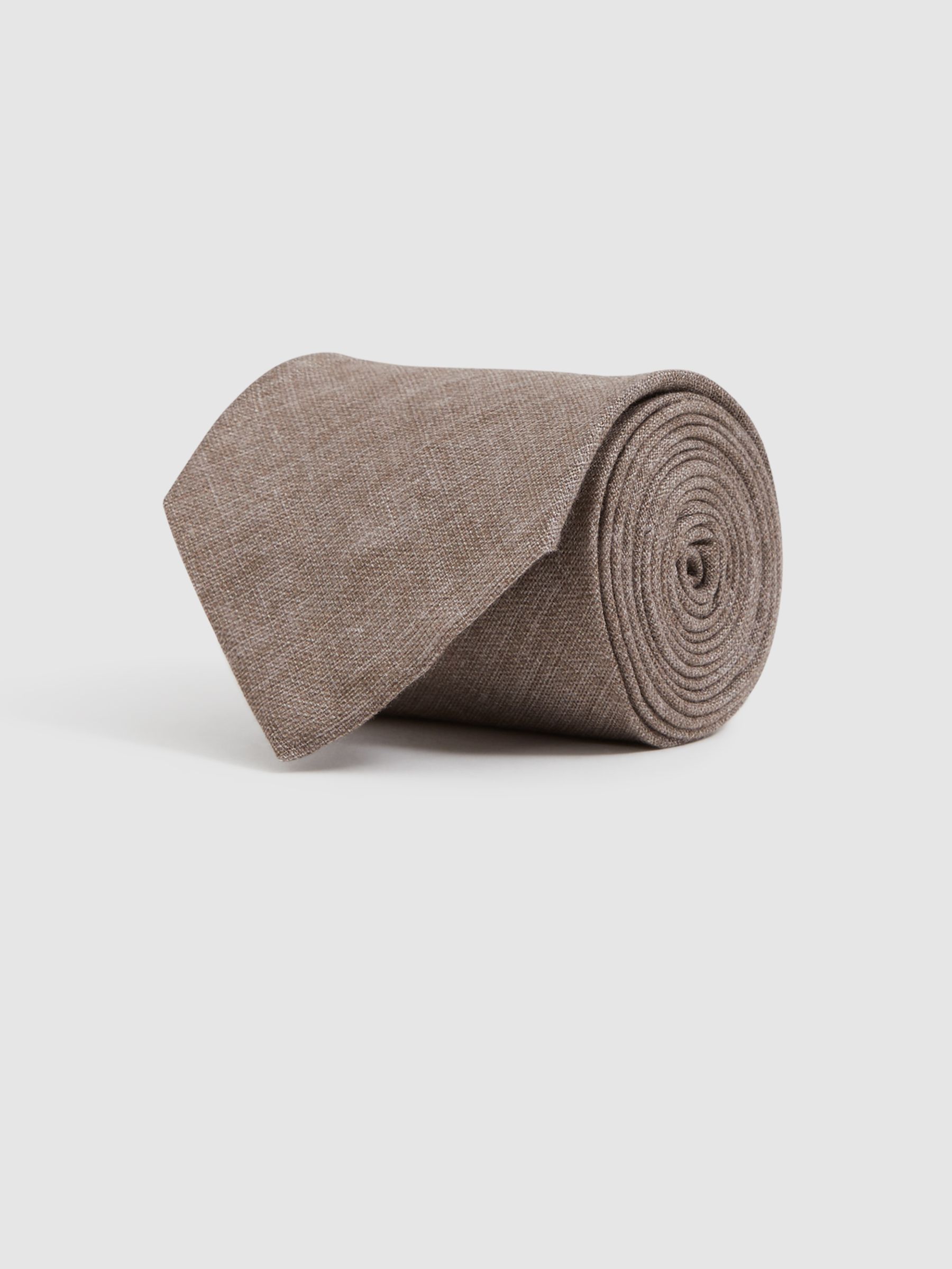 Linen Tie in Light Brown Melange - Image 3 of 5