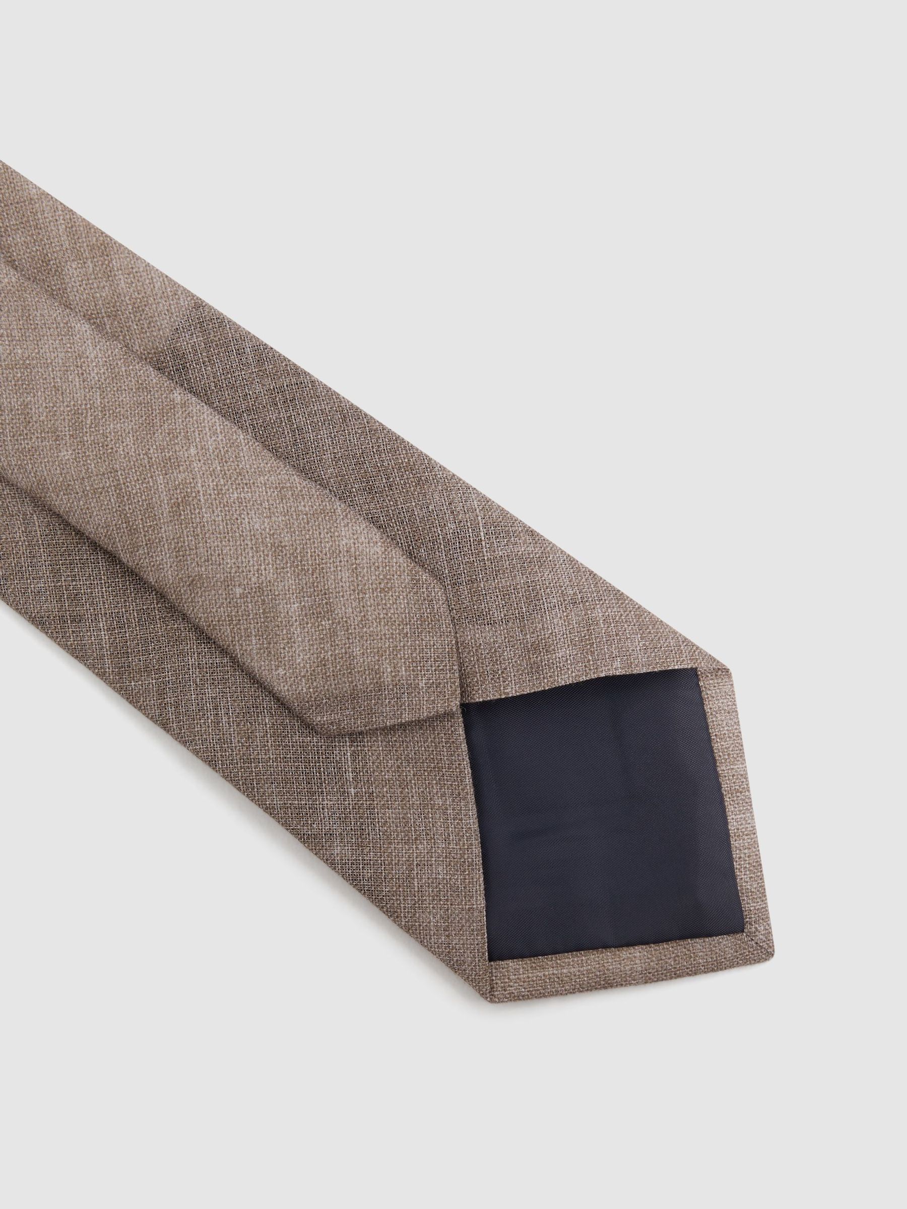 Linen Tie in Light Brown Melange - Image 4 of 5