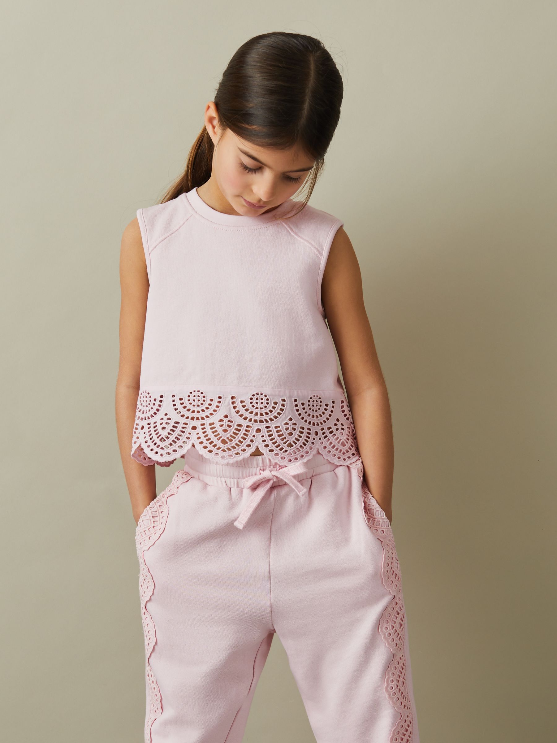 Cotton Broderie Top Co-Ord in Pink - Image 3 of 4
