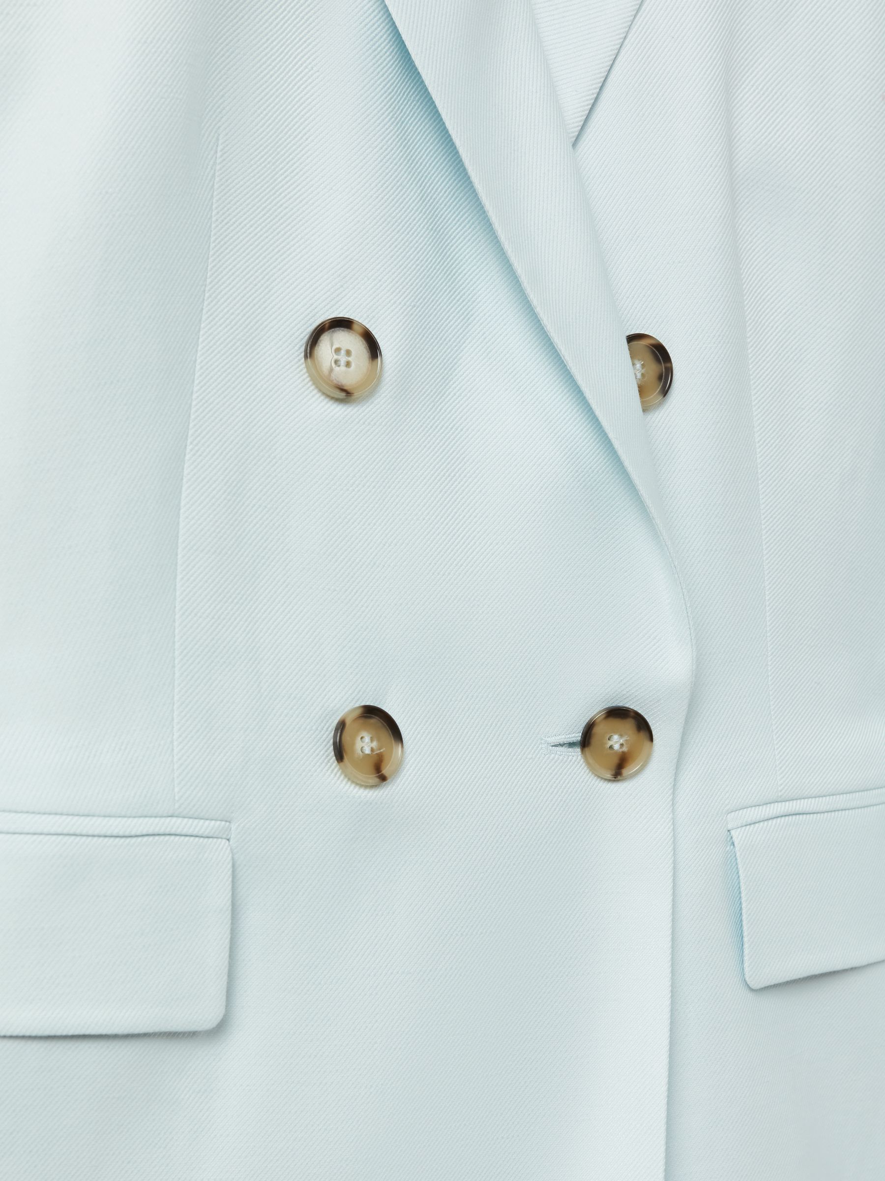 Petite Viscose-Linen Double Breasted Suit Blazer in Blue - Image 6 of 7