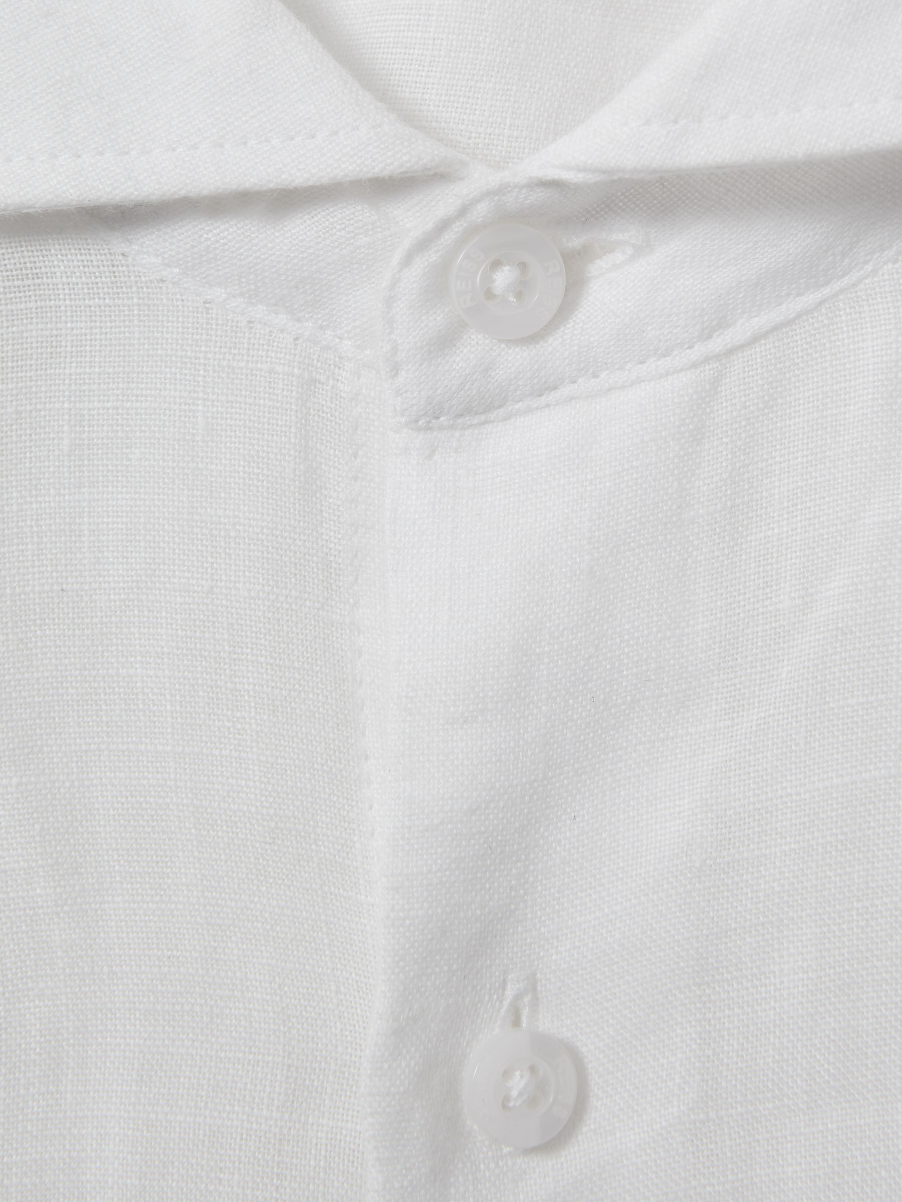 13-14 yrs Striped Linen Cutaway Collar Shirt in White - Image 2 of 4
