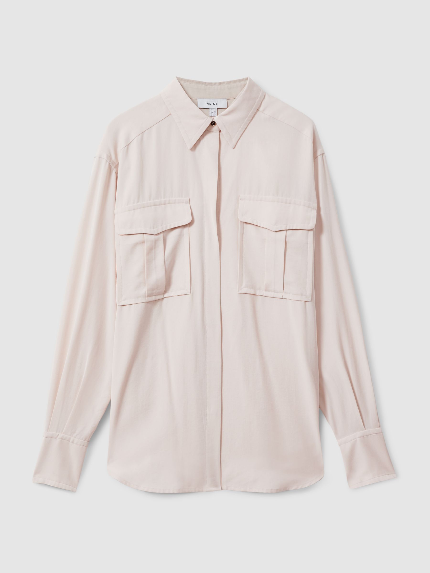 Lyocell Button Through Shirt in Nude - Image 2 of 5