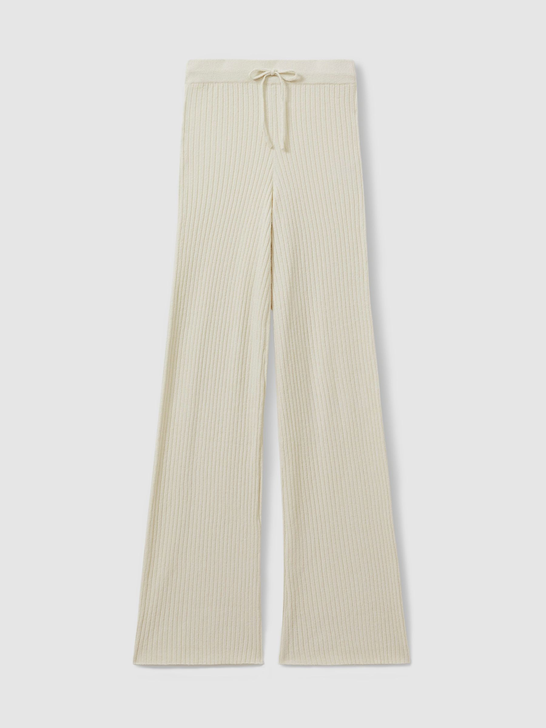 Good American Cloud White Ribbed Terry Lounge Trousers - Image 1 of 5