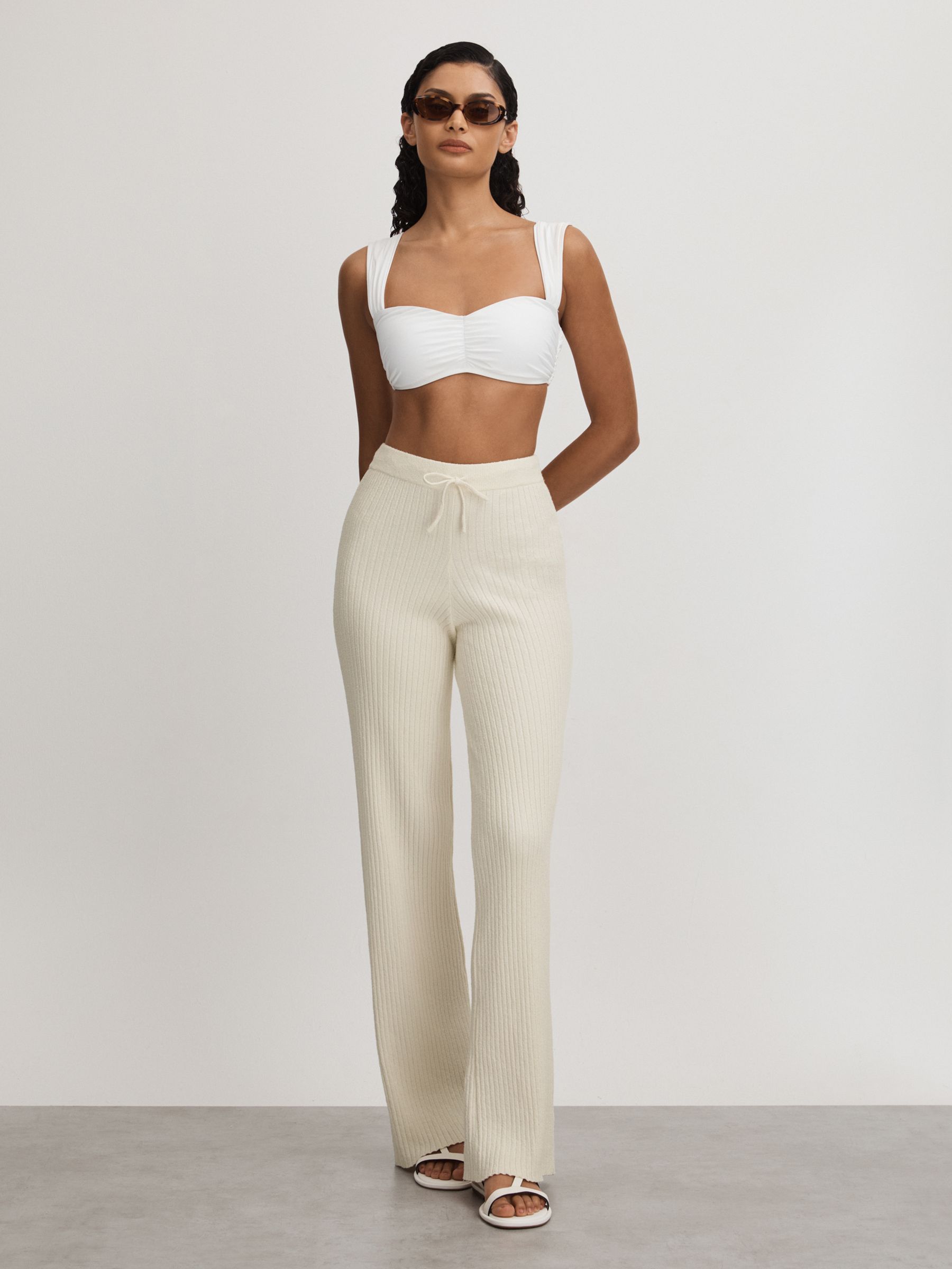 Good American Cloud White Ribbed Terry Lounge Trousers - Image 3 of 5