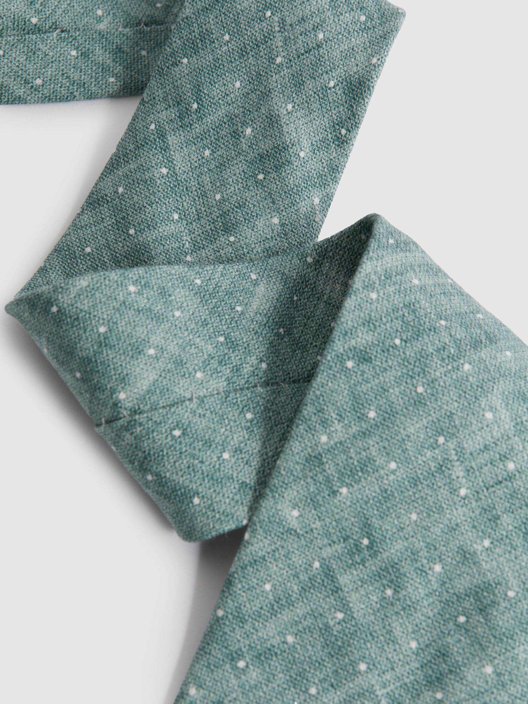 Silk Polka Dot Tie in Pistachio Melange - Image 3 of 5