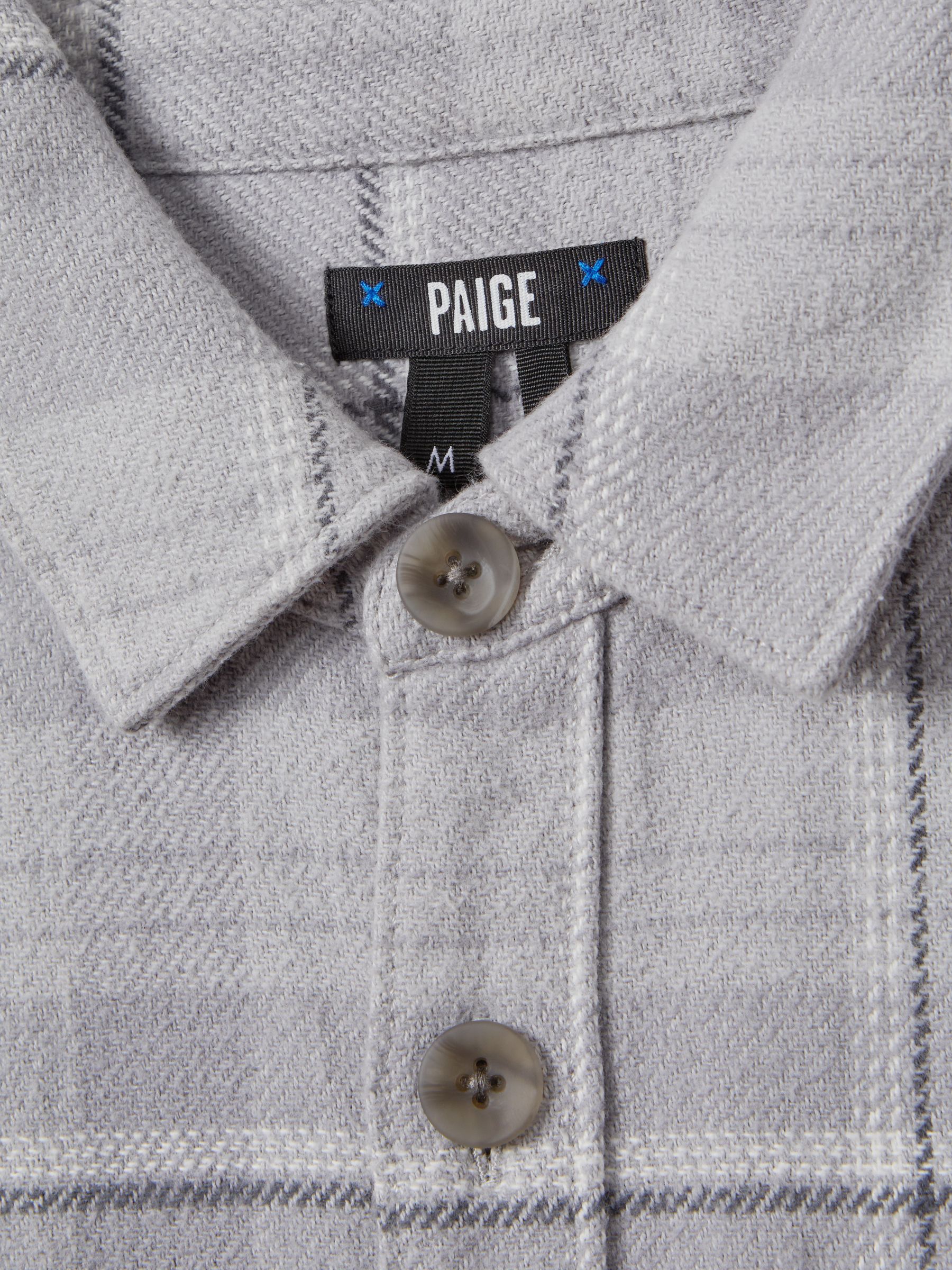 Paige Cotton Checked Overshirt in Grey - Image 6 of 6
