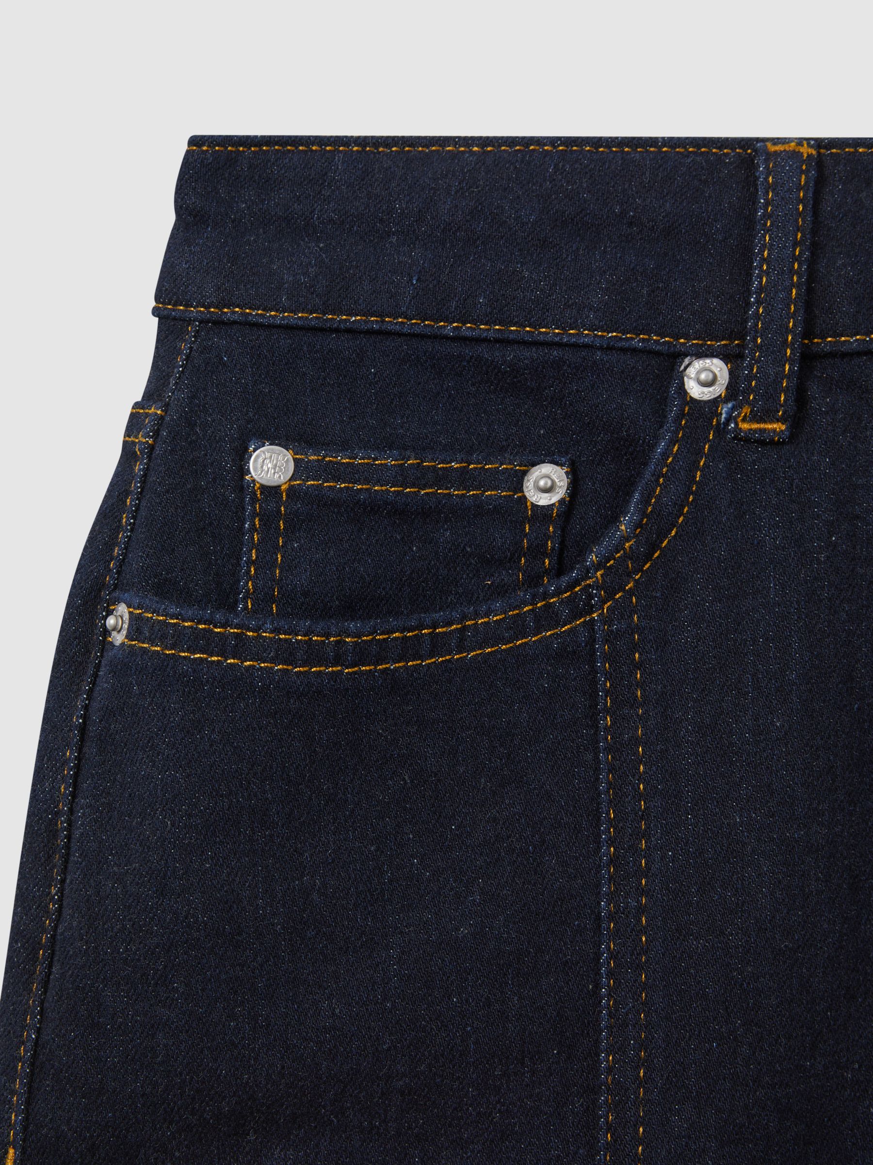 Reiss High Rise Denim Midi Skirt in Indigo | REISS