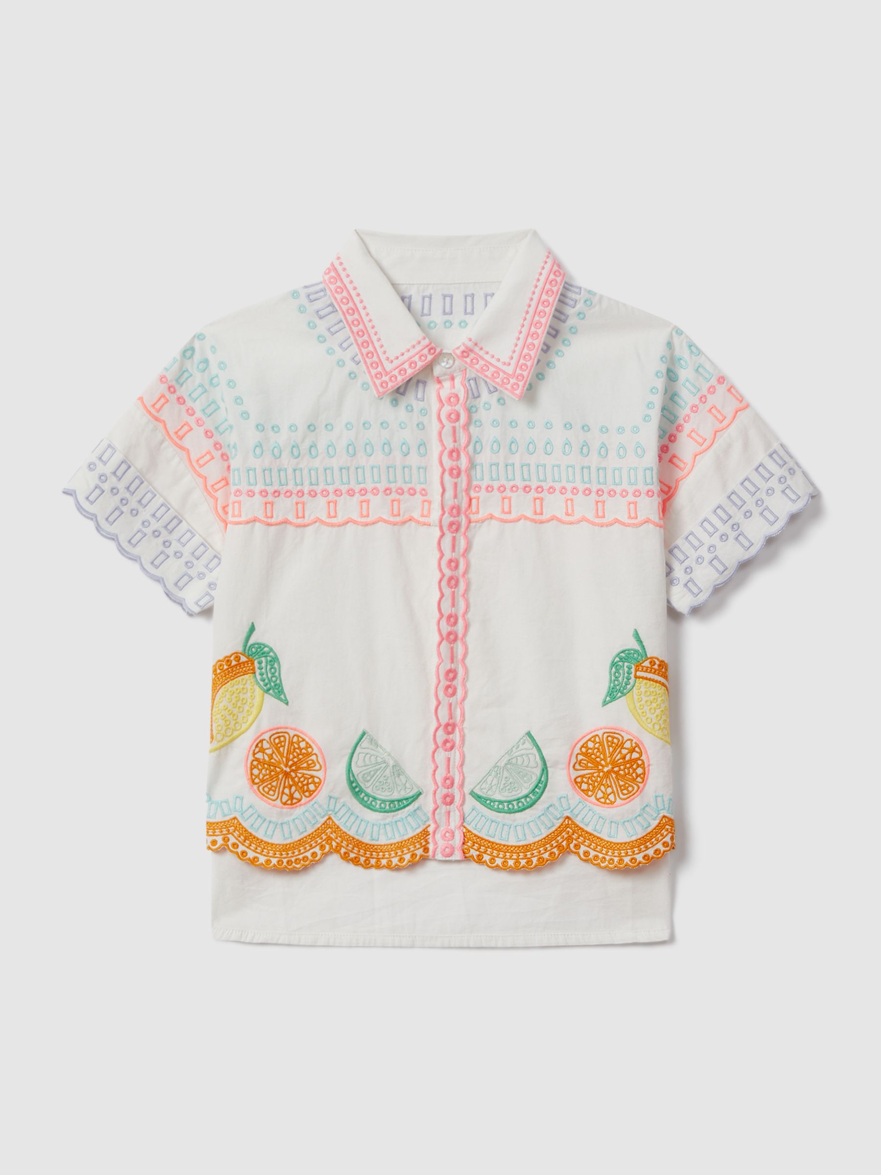 9-13 yrs Cotton Broderie Shirt in Ivory Print - Image 2 of 4