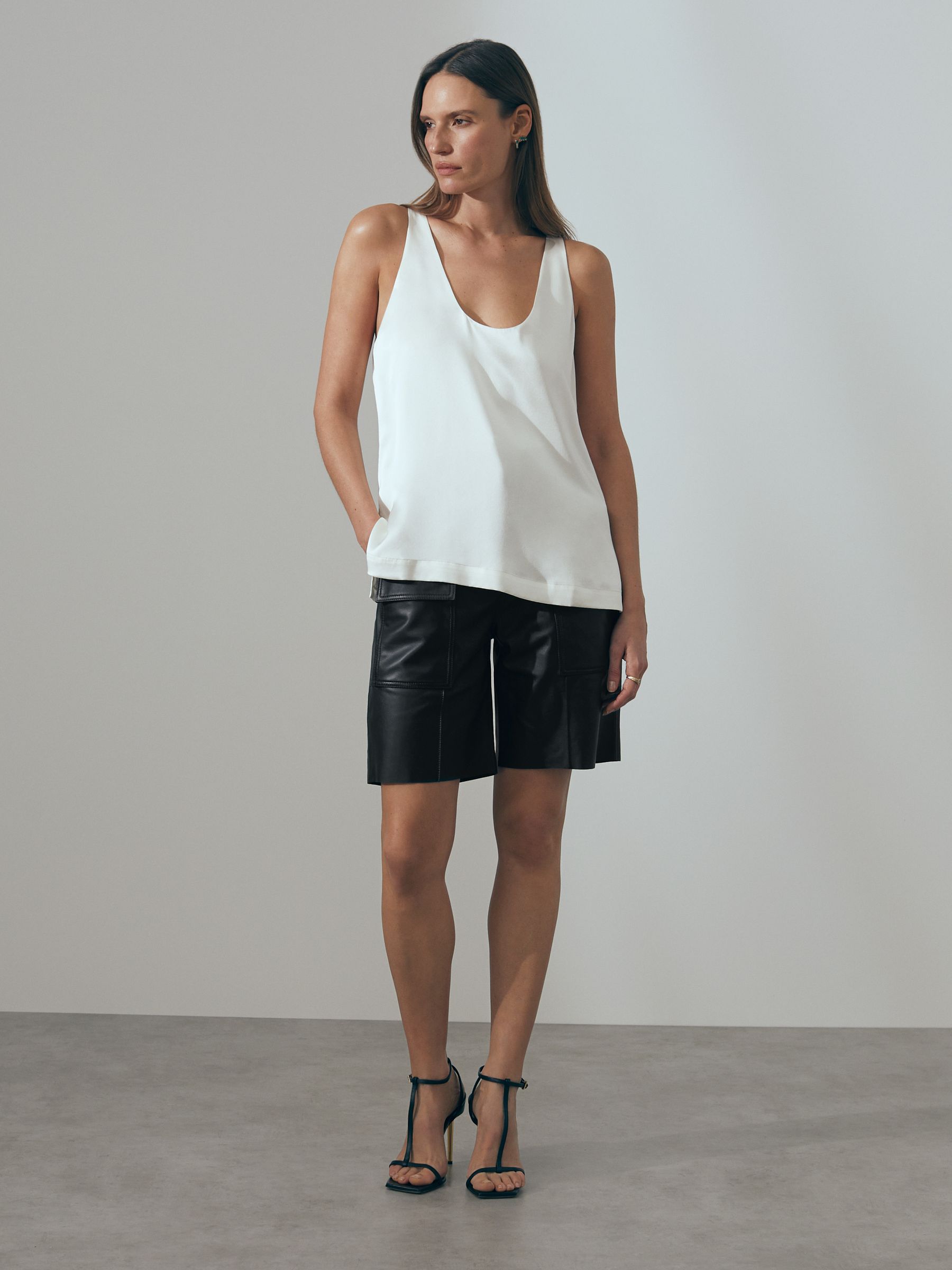 Atelier Leather Cargo Shorts in Black - Image 4 of 7