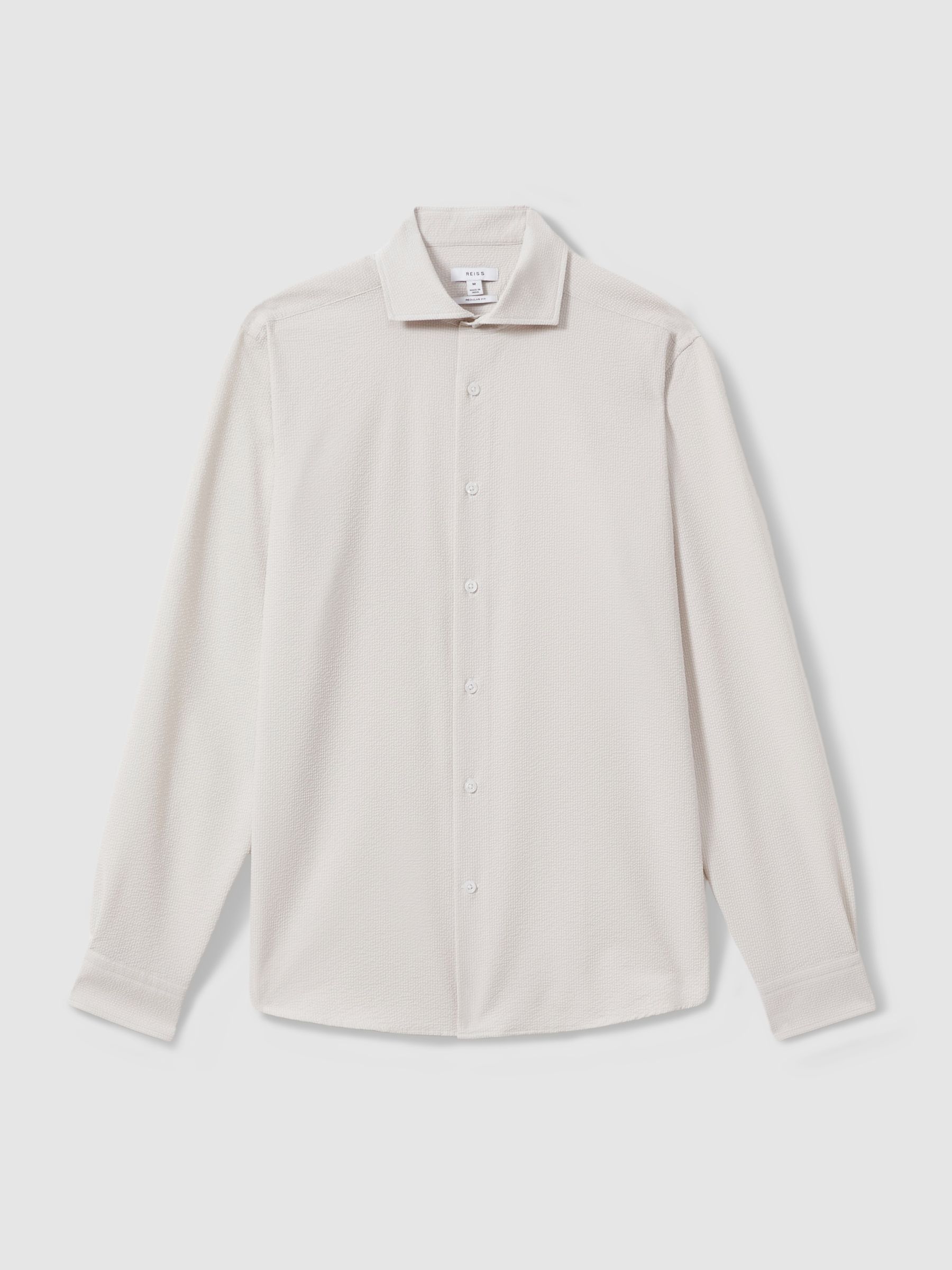 Textured Cutaway Collar Shirt in Stone - Image 2 of 6