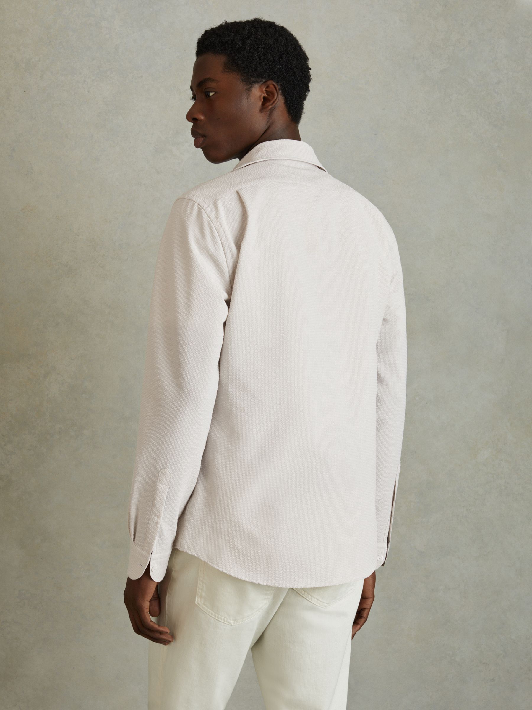 Textured Cutaway Collar Shirt in Stone - Image 5 of 6