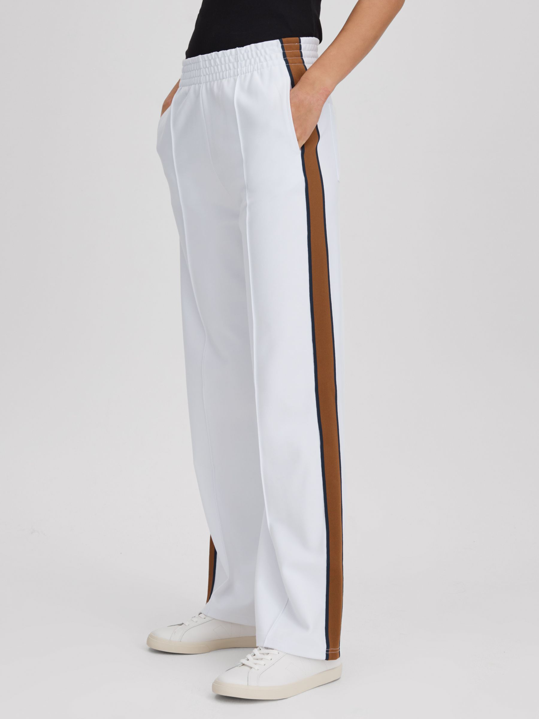 The Upside Elasticated Waist Side Stripe Joggers in White - Image 1 of 5 The Upside Elasticated Waist Side Stripe Joggers in White - Image 1 of 5