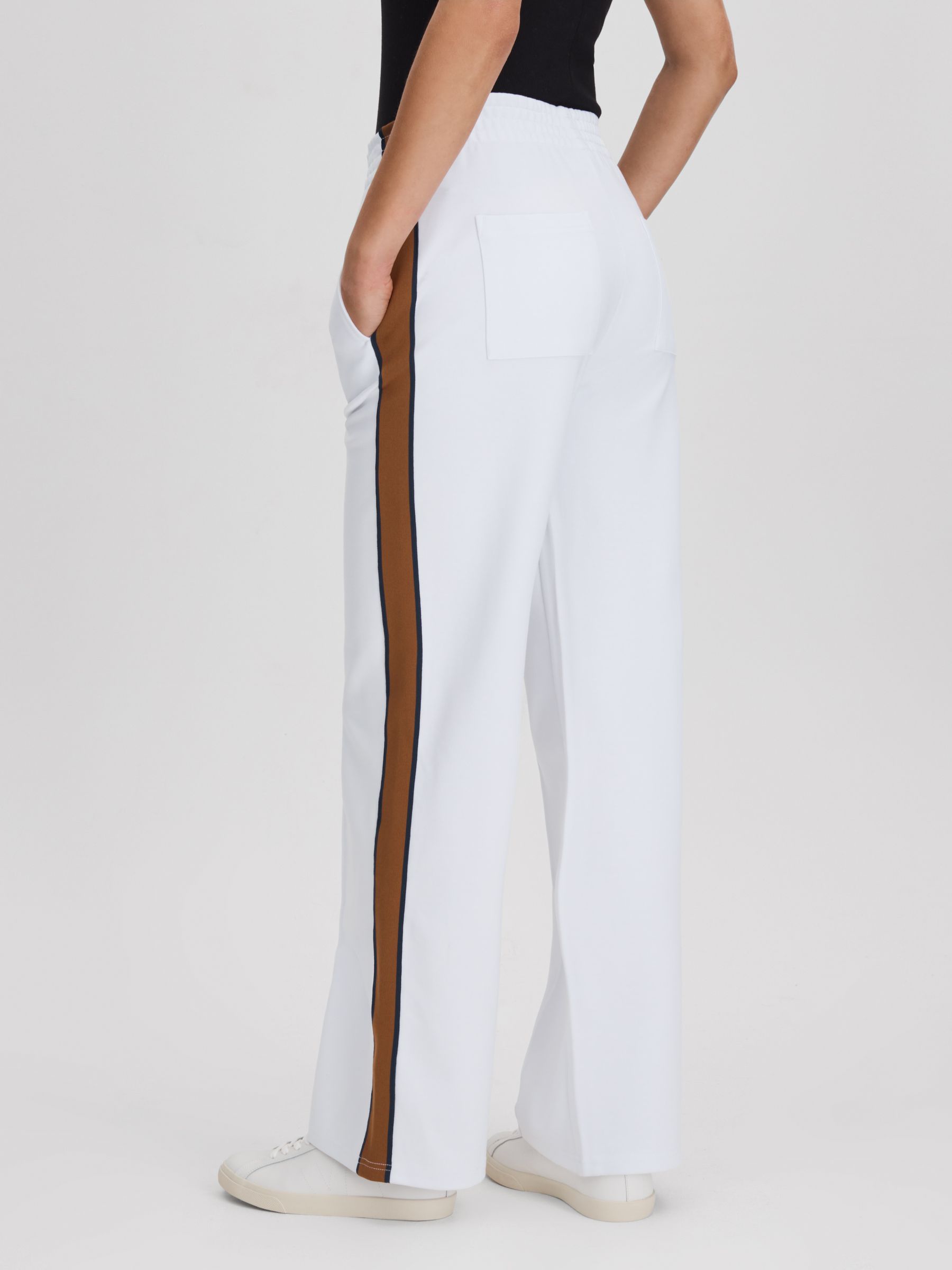 The Upside Elasticated Waist Side Stripe Joggers in White - Image 4 of 5