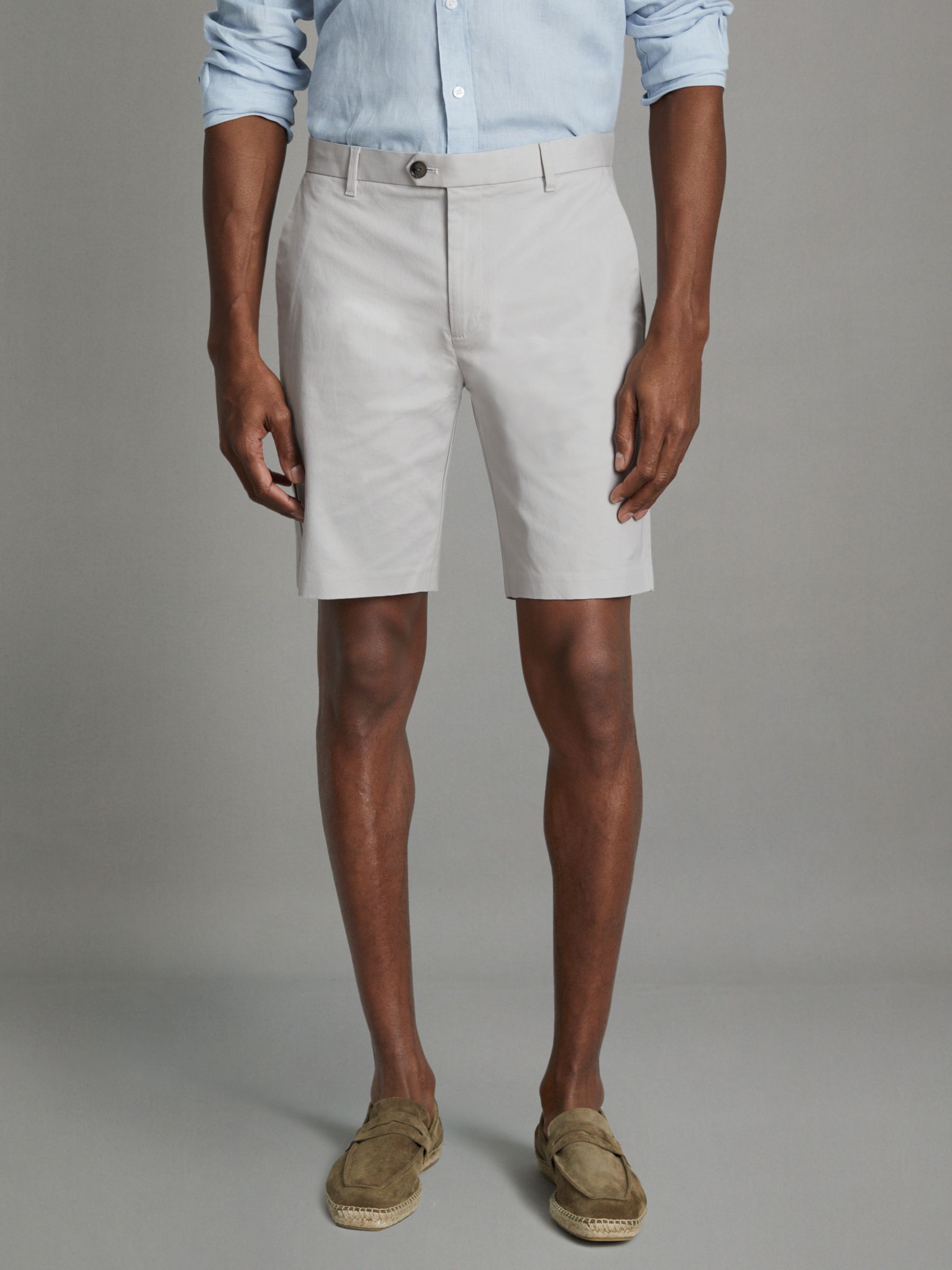 Modern Fit Cotton Blend Chino Shorts in Ice Grey - Image 1 of 6