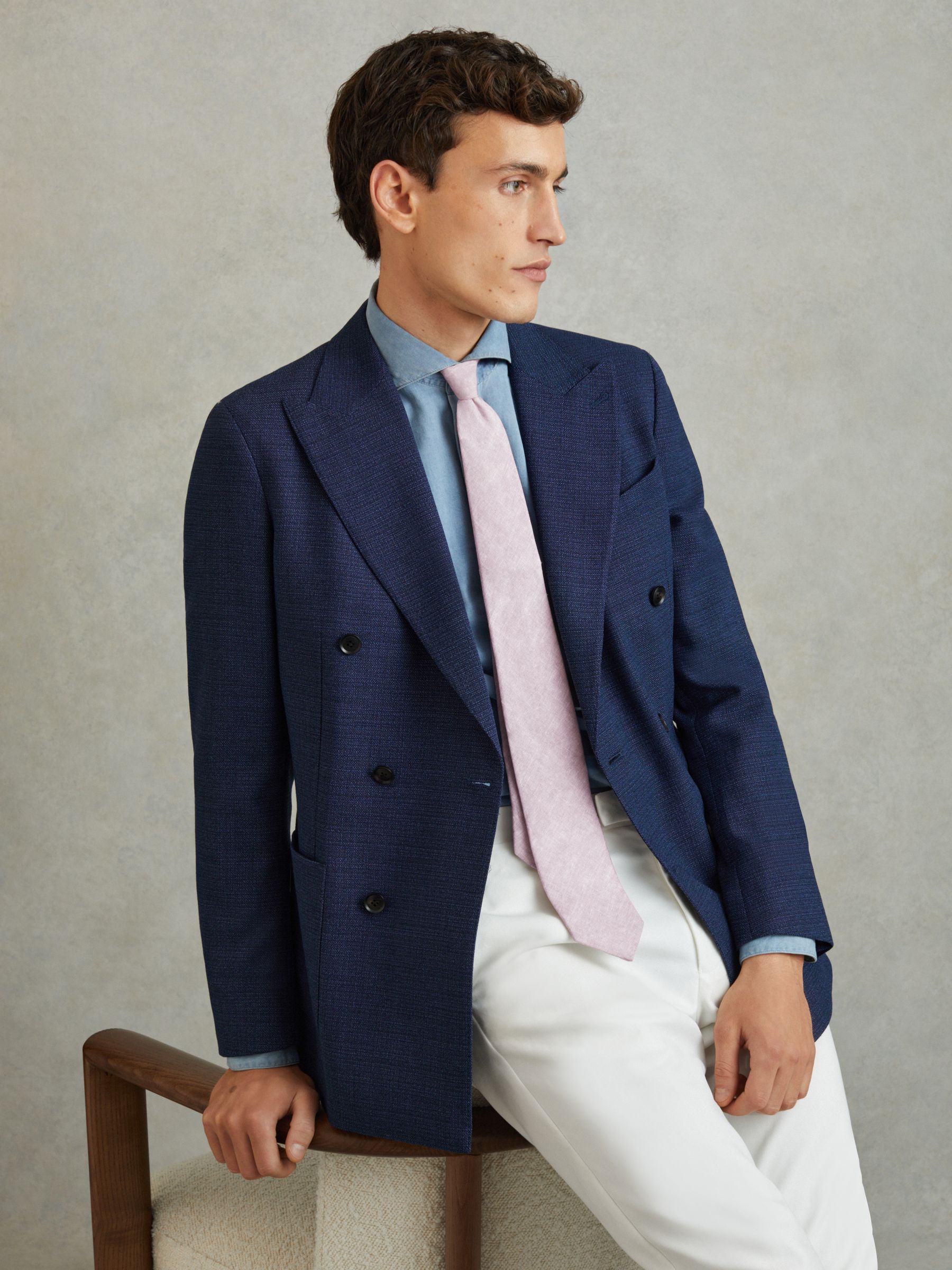 Linen Tie in Soft Rose - Image 2 of 5