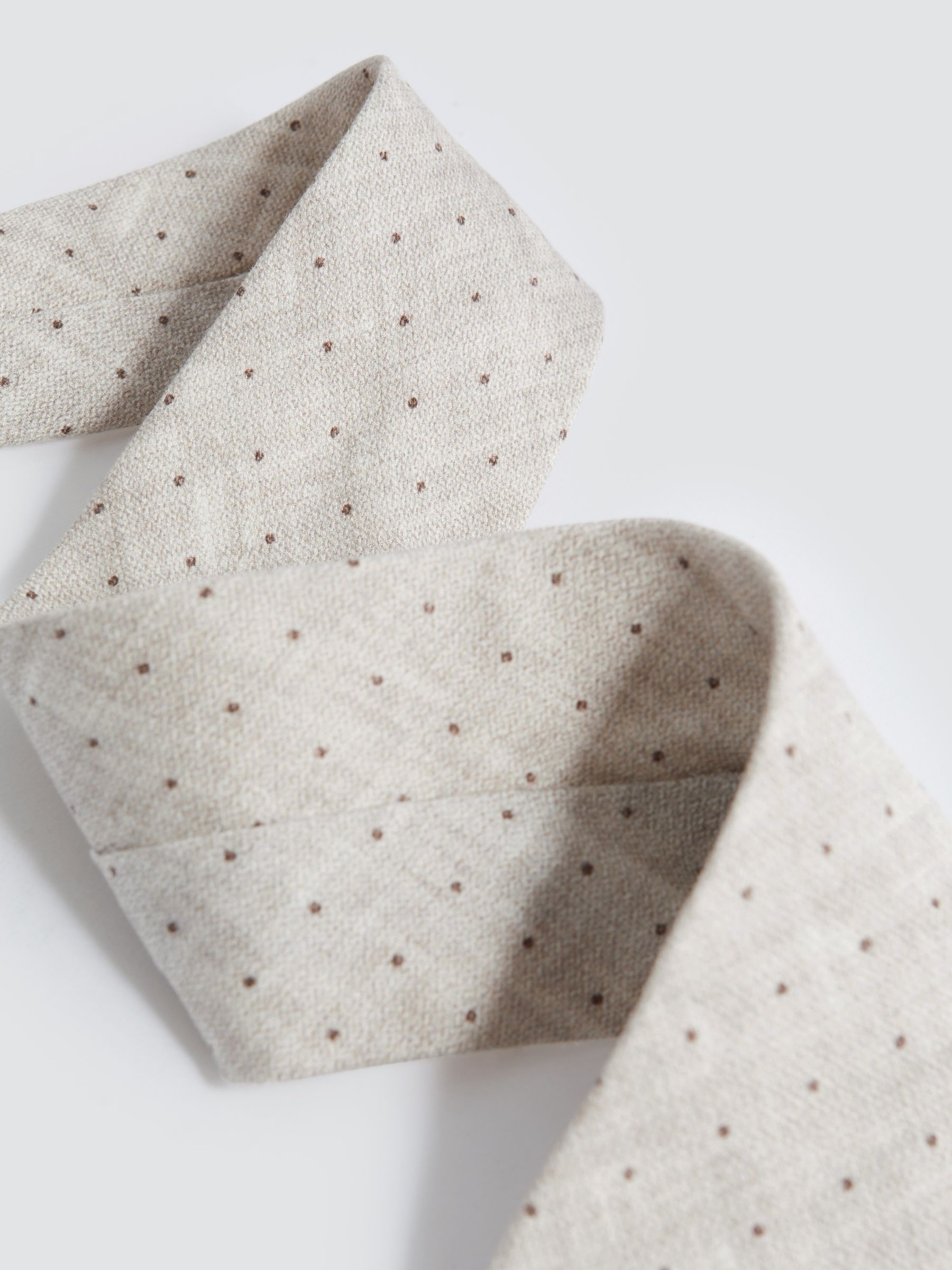 Silk Polka Dot Tie in Oatmeal Melange - Image 3 of 5