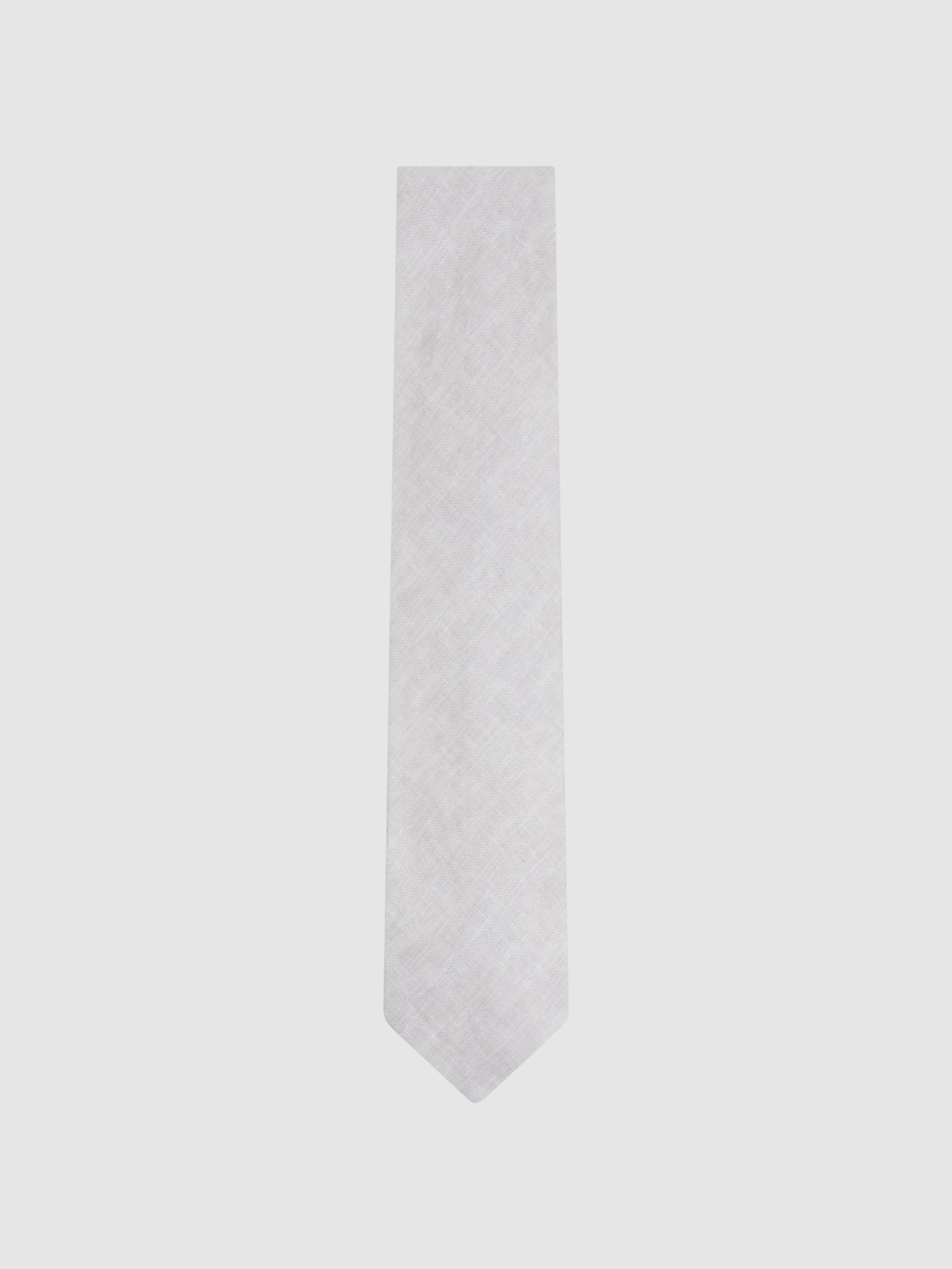 Linen Tie in Soft Ice - Image 5 of 5