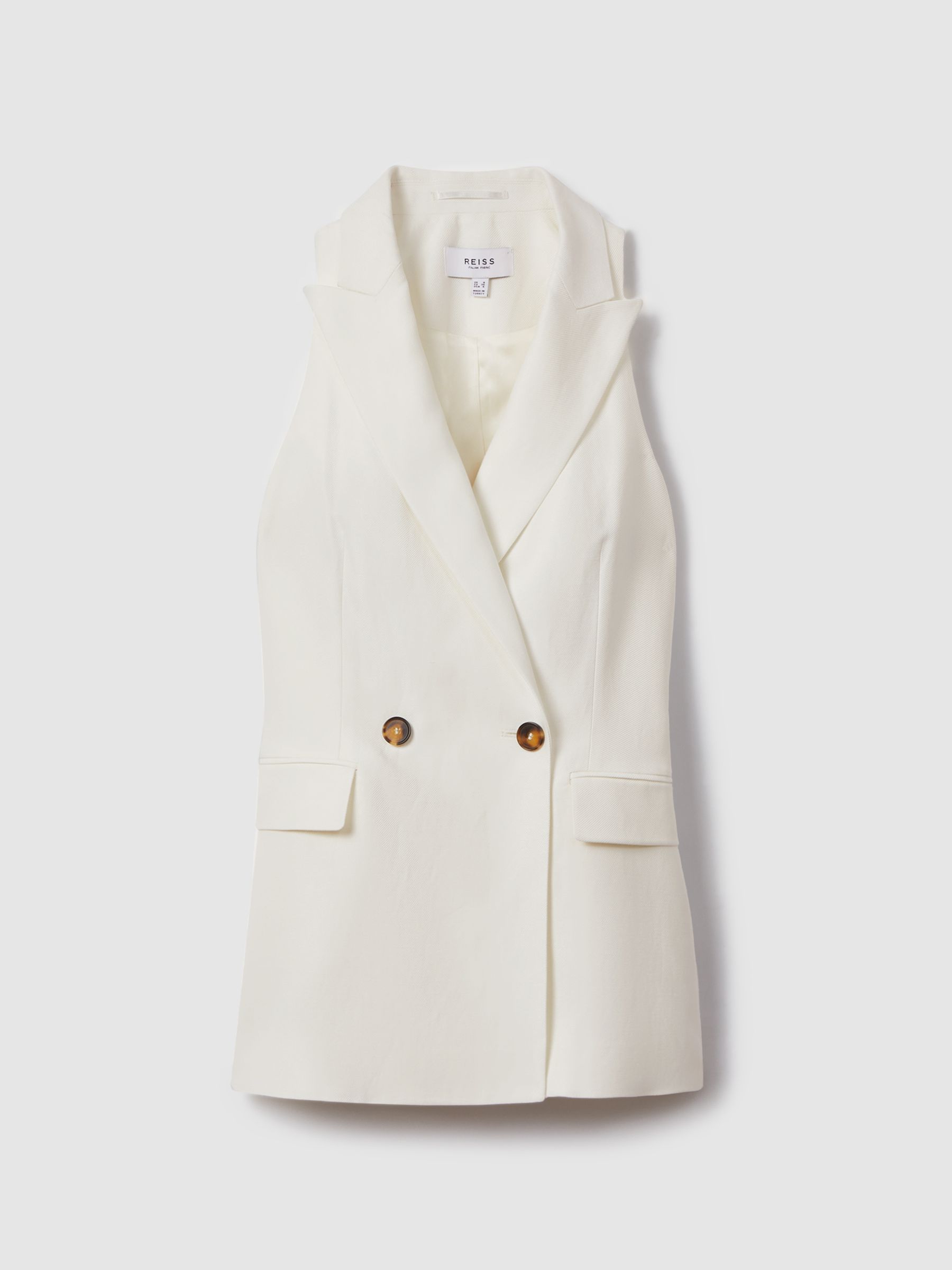 Viscose Linen Double Breasted Suit Waistcoat in White - Image 2 of 6