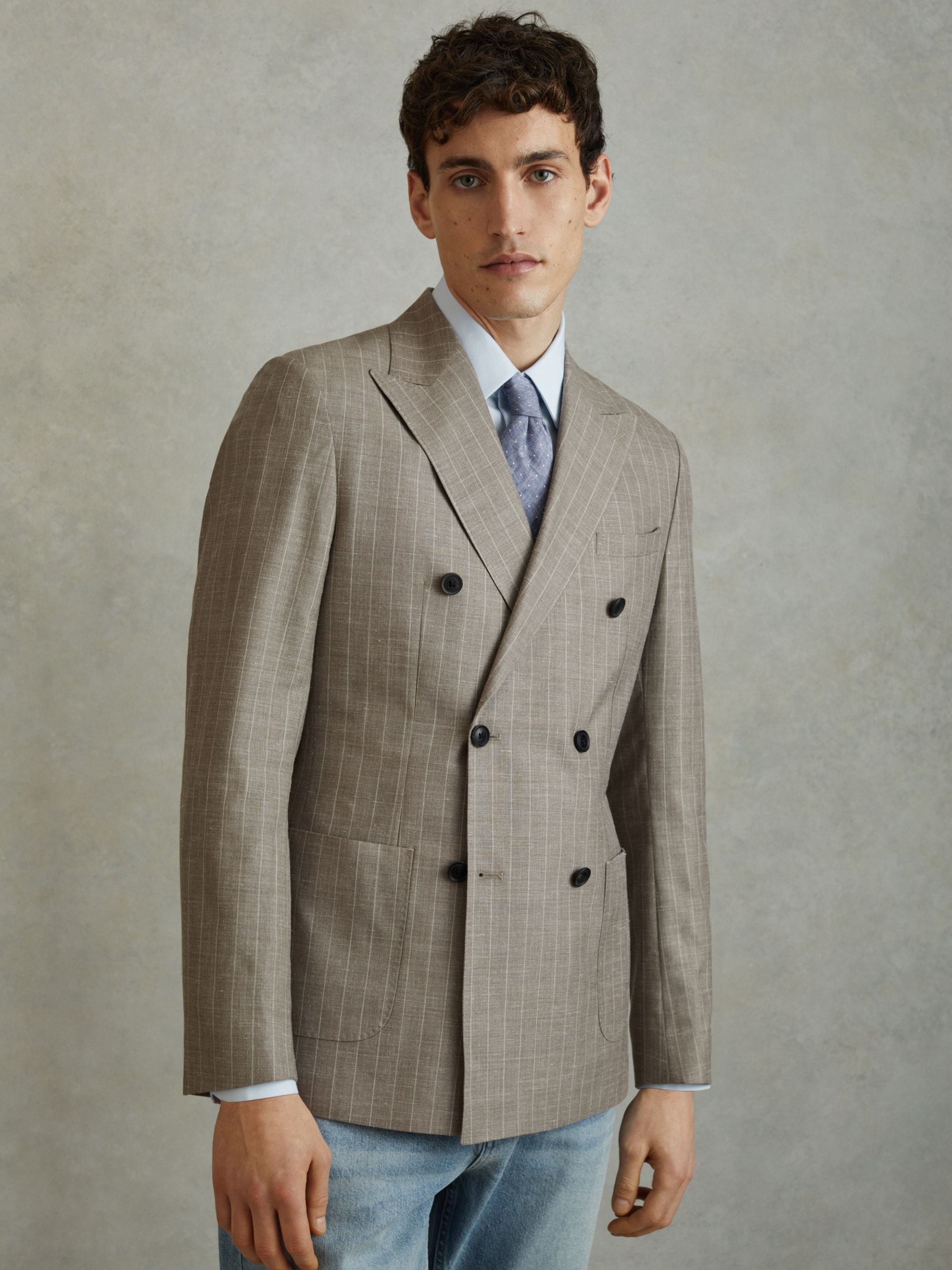 Silk Polka Dot Tie in Airforce Blue Melange - Image 2 of 5