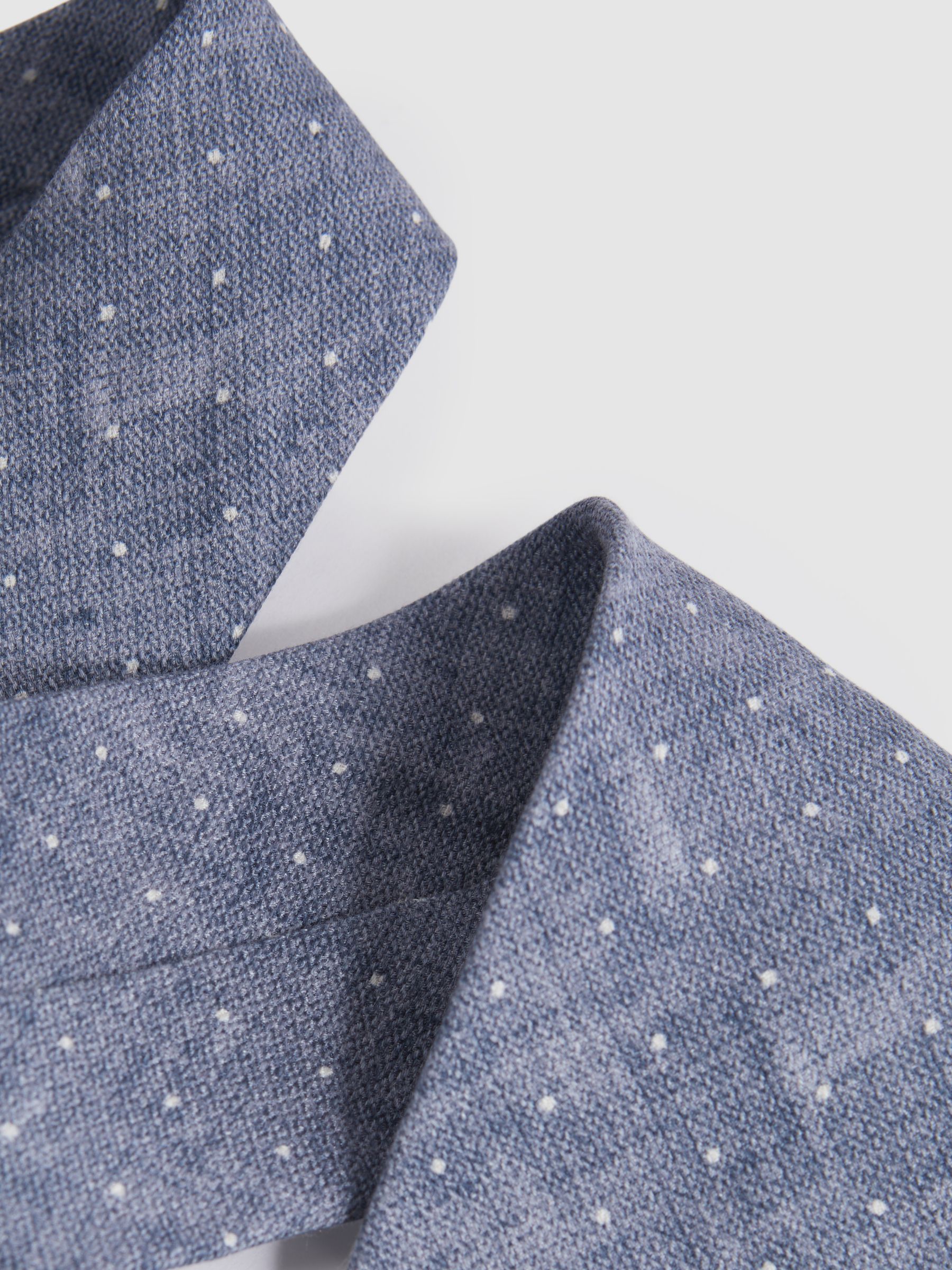 Silk Polka Dot Tie in Airforce Blue Melange - Image 3 of 5