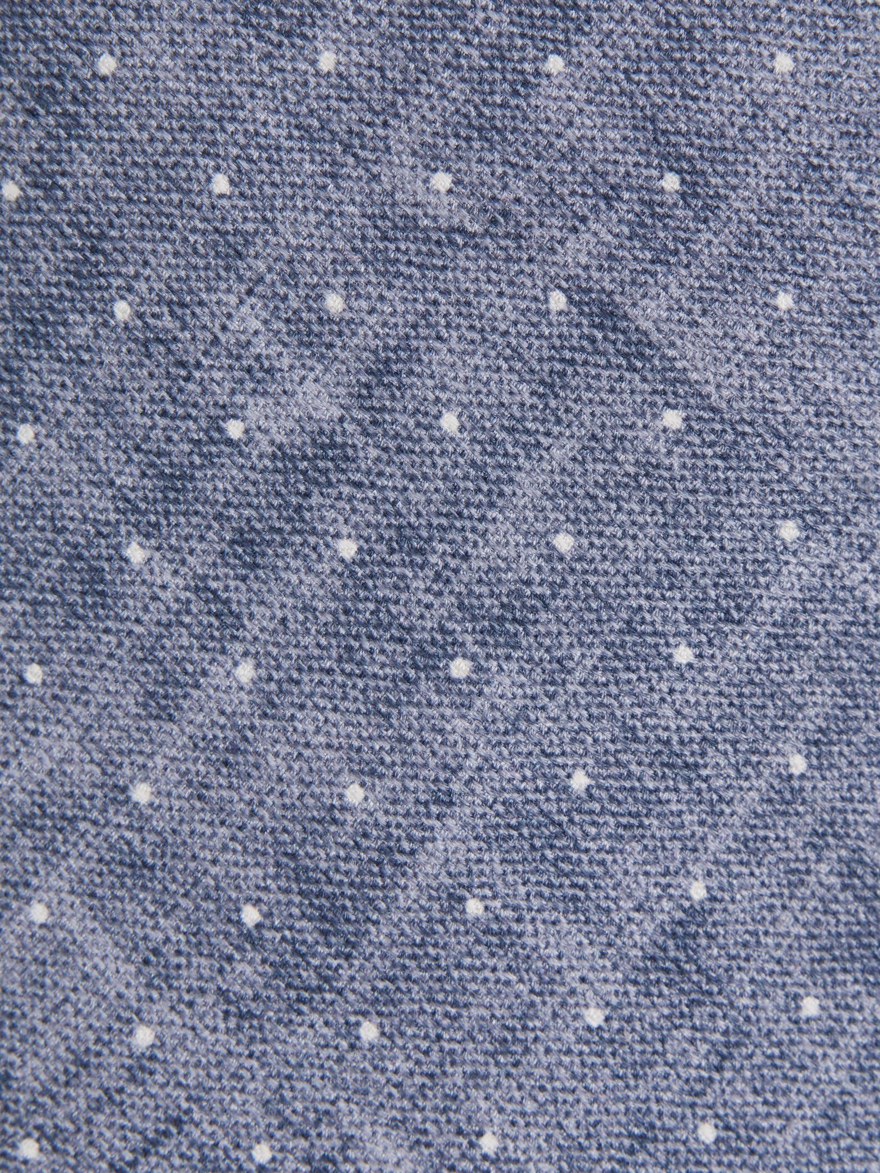 Silk Polka Dot Tie in Airforce Blue Melange - Image 5 of 5