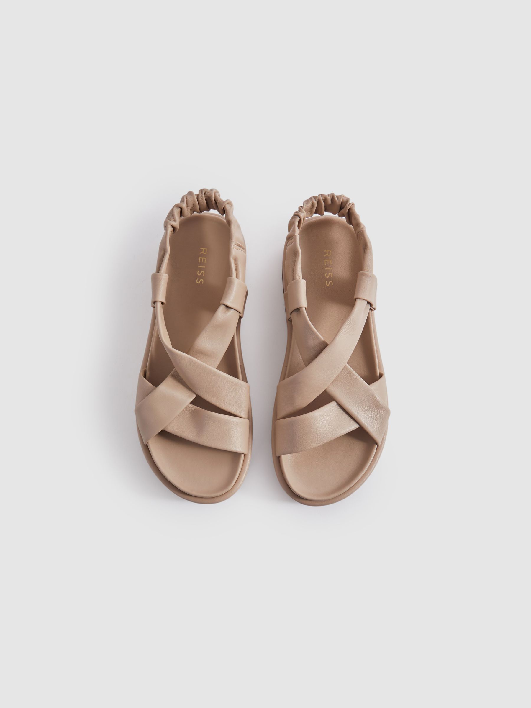 Chunky Platform Leather Sandals in Nude - Image 3 of 5
