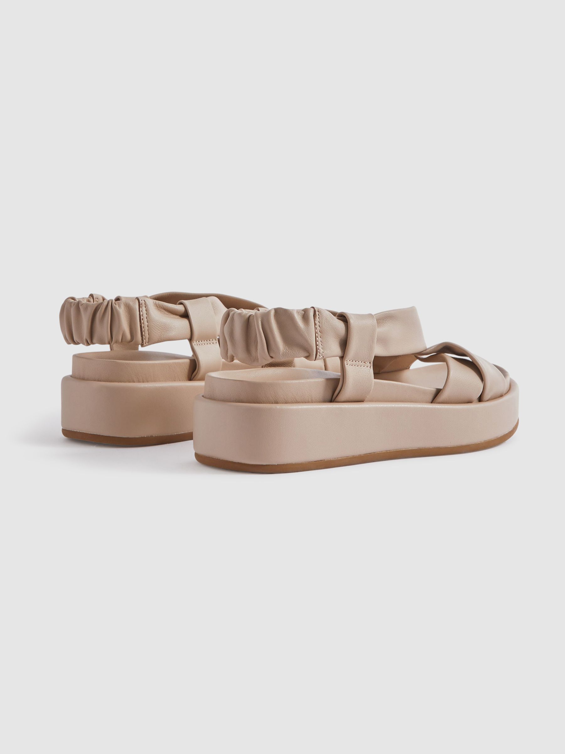 Chunky Platform Leather Sandals in Nude - Image 4 of 5