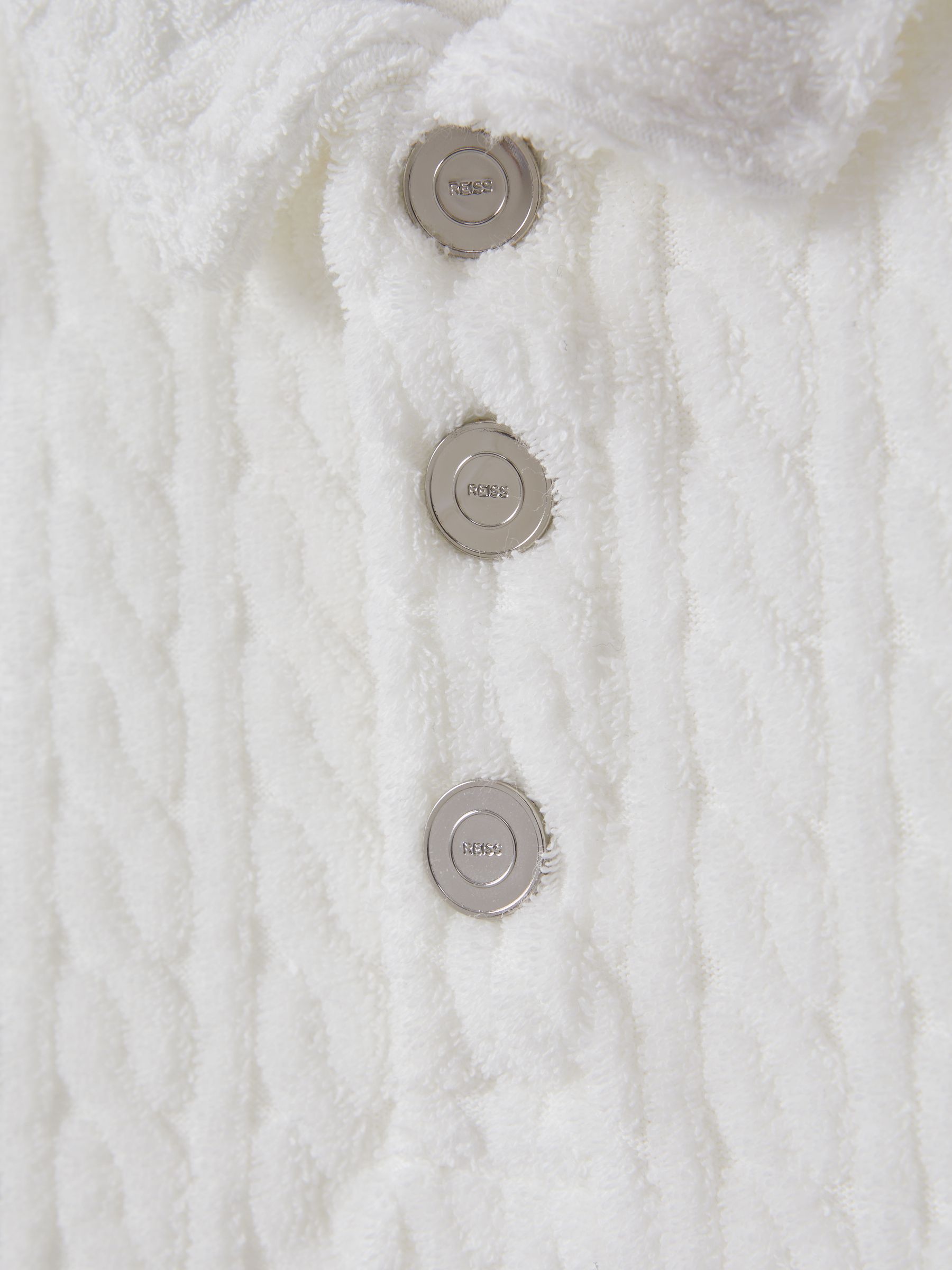 Towelling Polo Shirt in White - Image 4 of 4