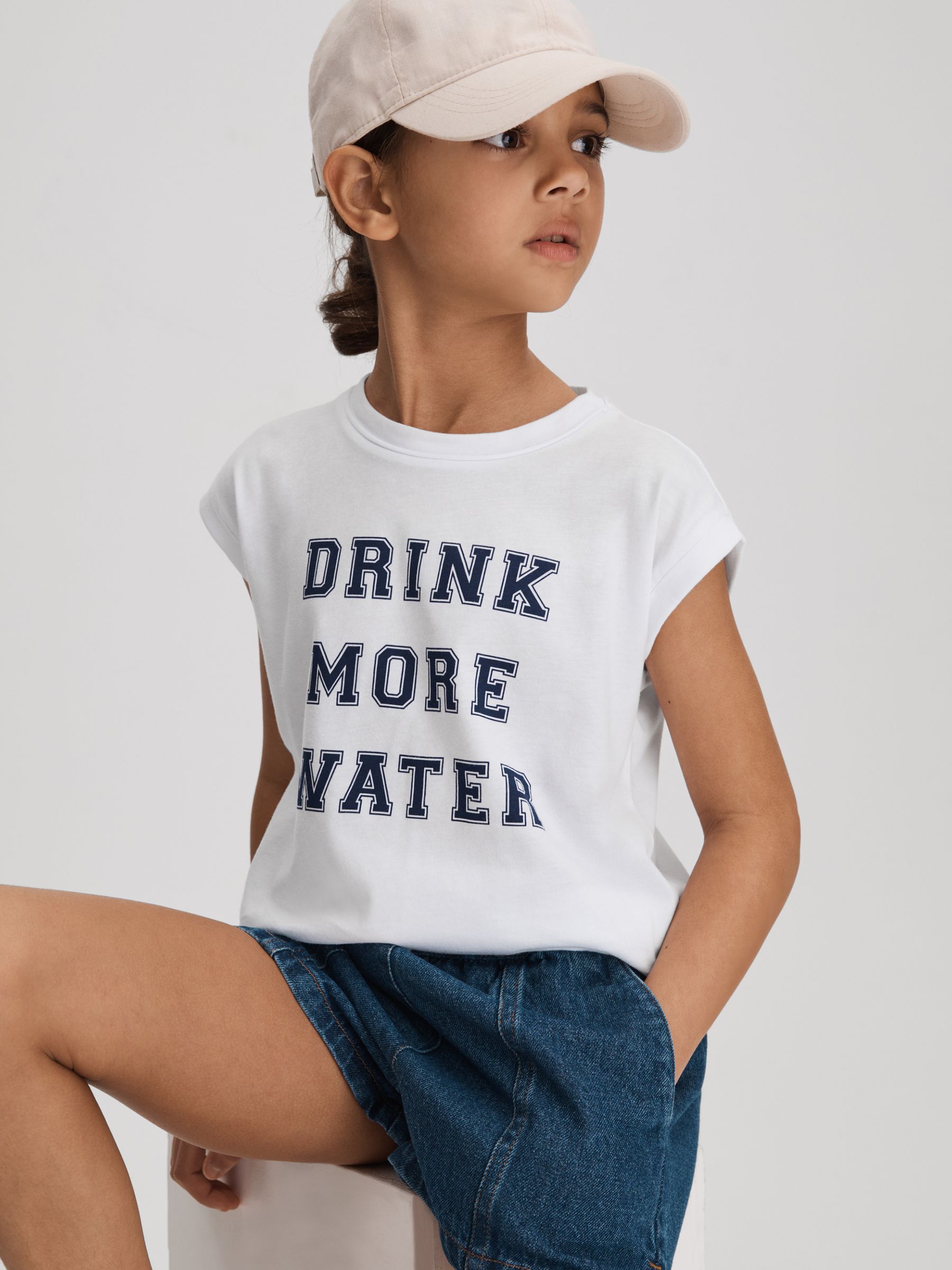 4-9 yrs Slogan Crew Neck T-Shirt in Ivory - Image 3 of 4