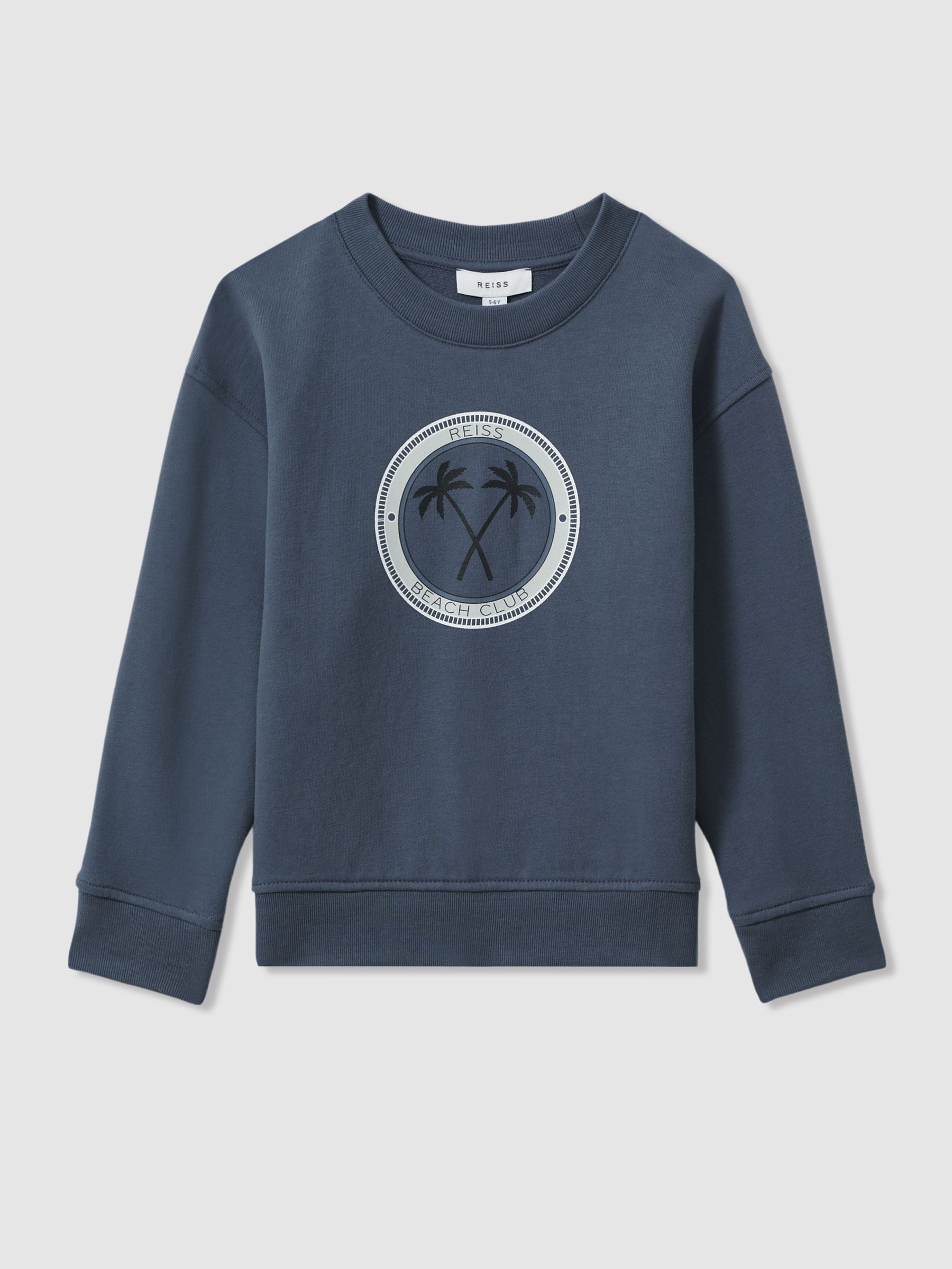 13-14 yrs Cotton Motif Crew Neck Sweatshirt in Airforce Blue - Image 1 of 4