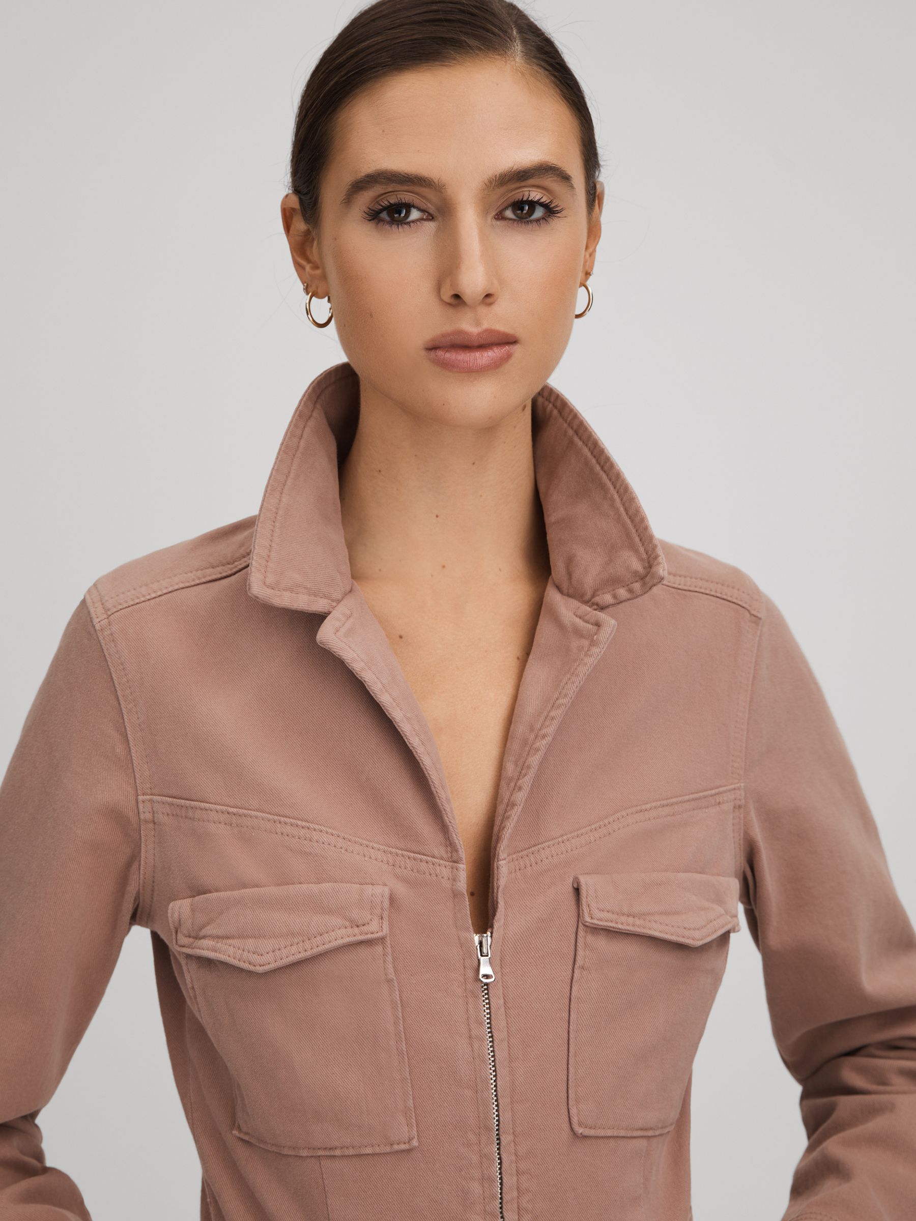 Denim Jumpsuit in Mauve - image 4