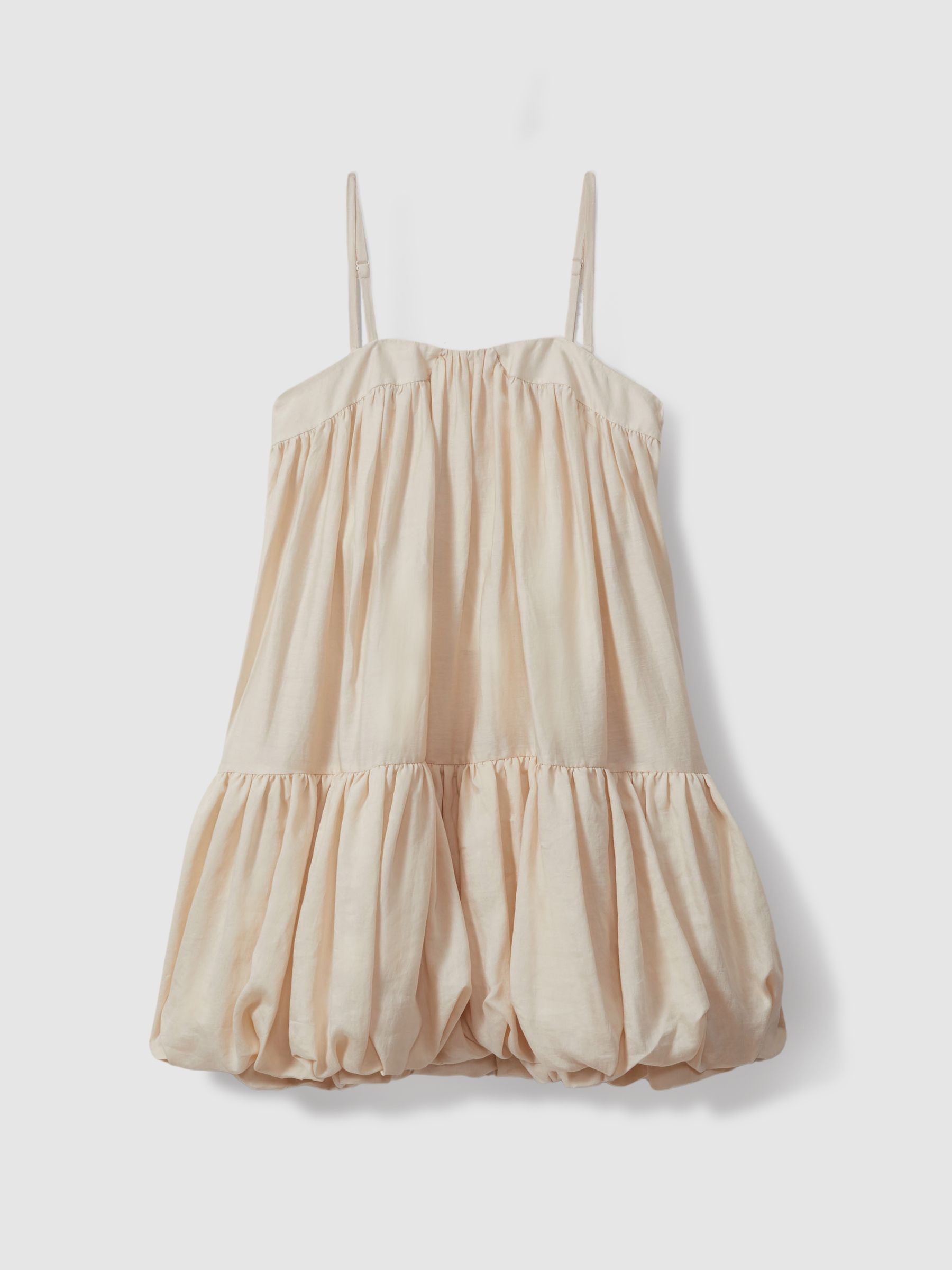 Bubble Hem Removable Strap Mini Dress in Cream - Image 2 of 6