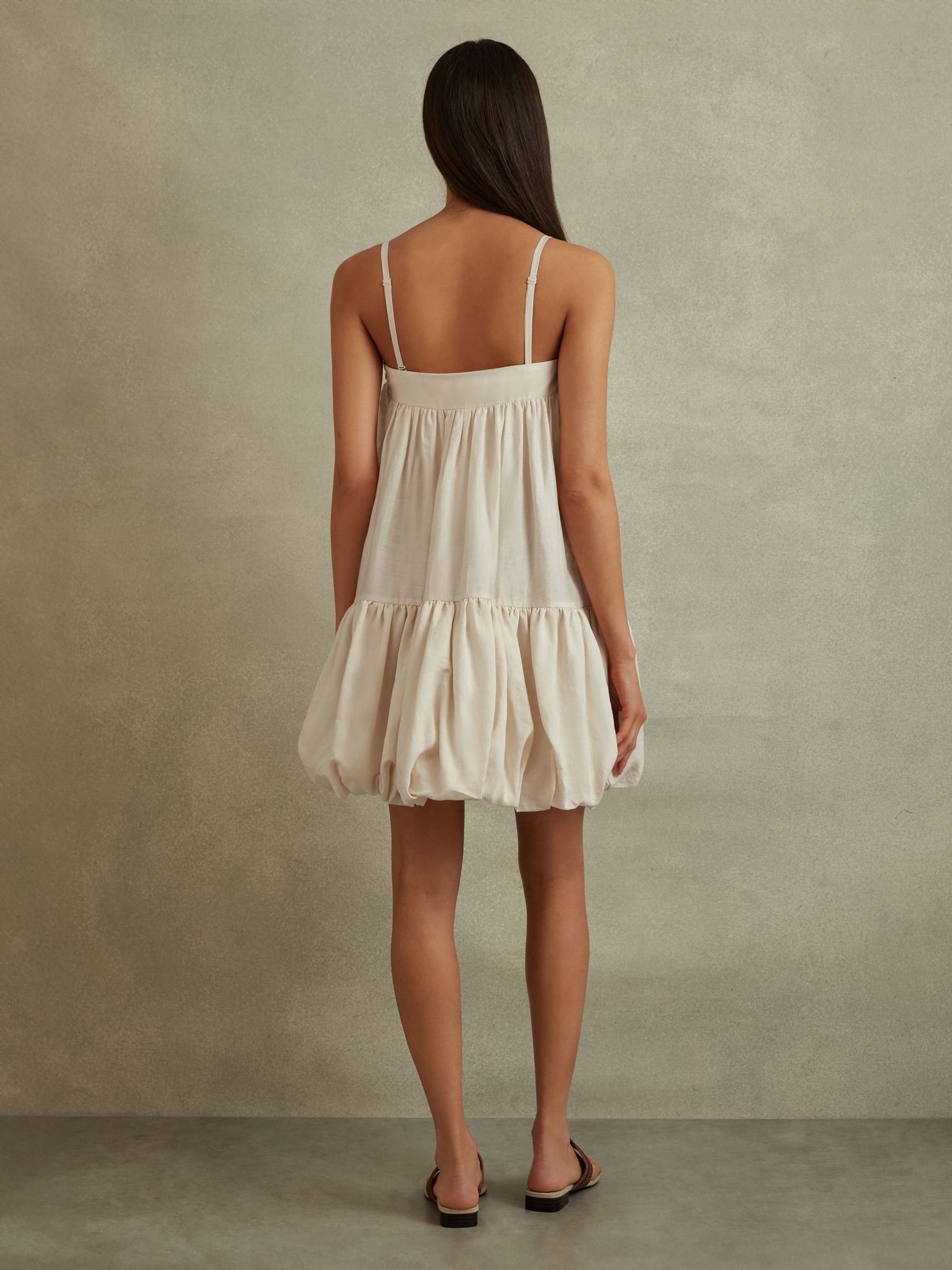 Bubble Hem Removable Strap Mini Dress in Cream - Image 5 of 6