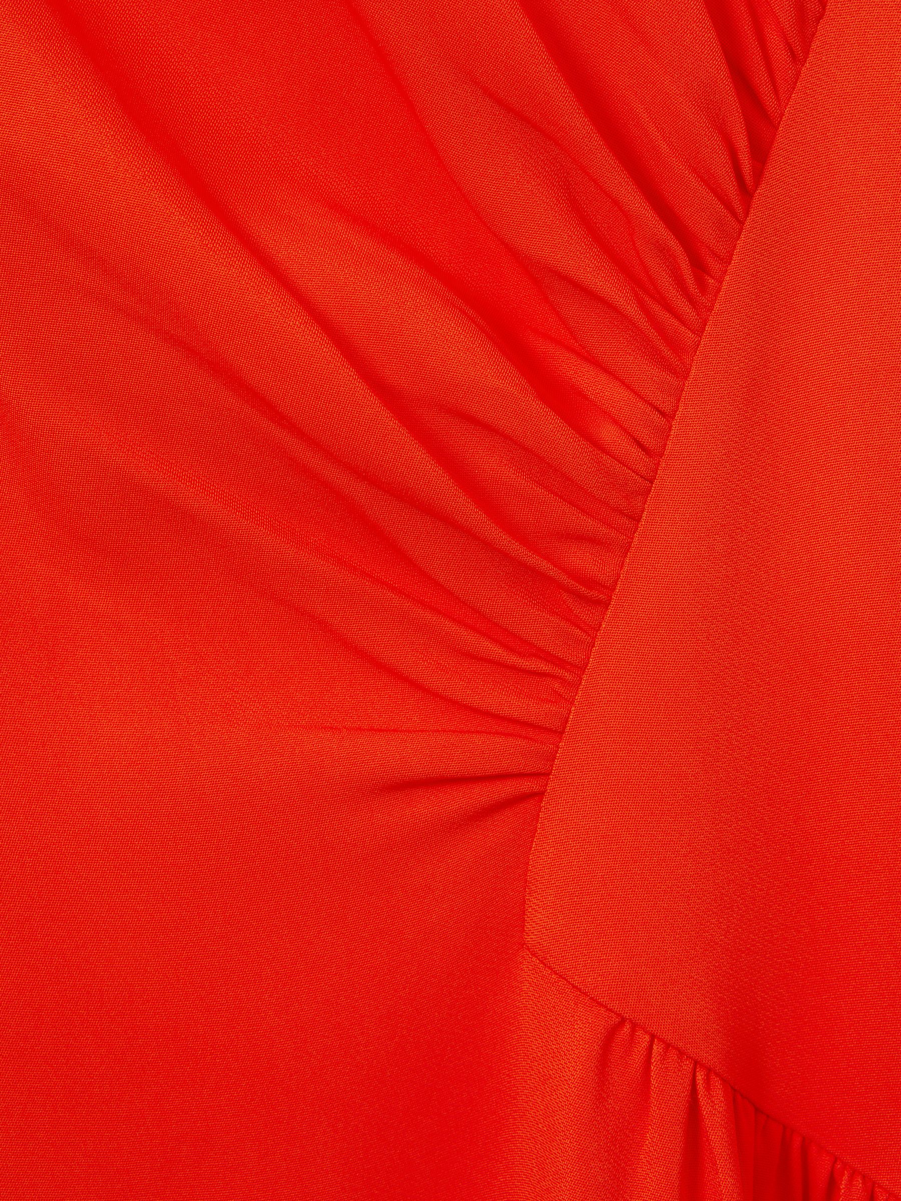 Petite Ruched Midi Dress in Orange - Image 6 of 7