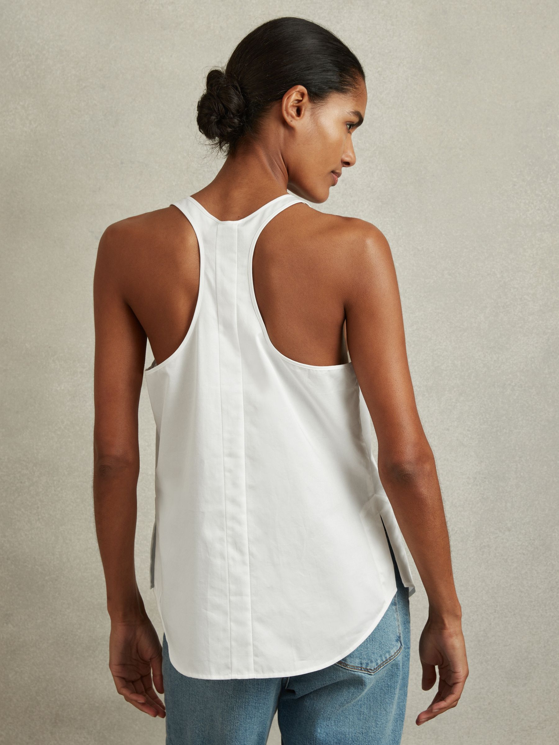 Relaxed Cotton Scoop Neck Vest in Ivory - image 4