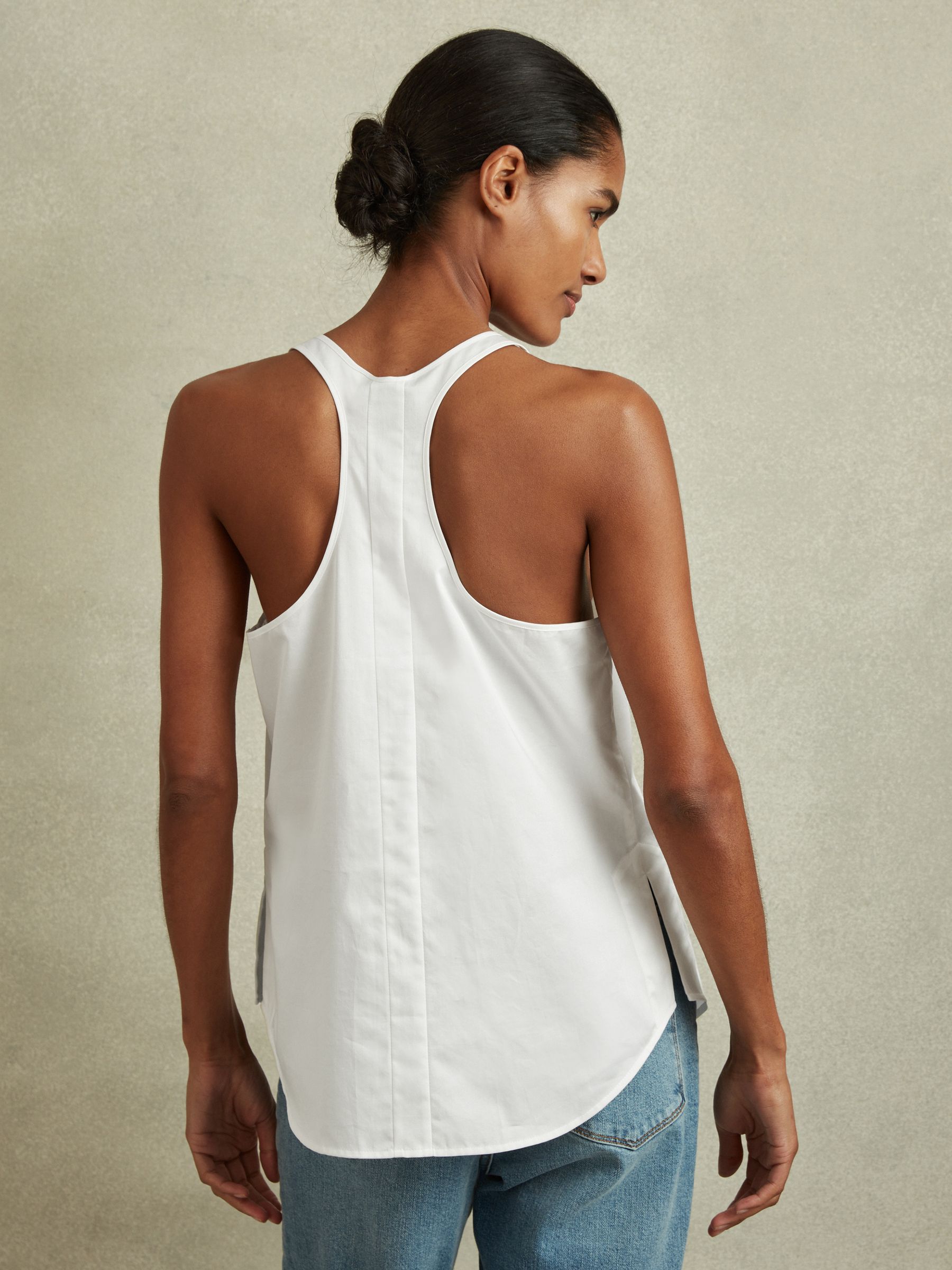 Relaxed Cotton Scoop Neck Vest in Ivory - Image 5 of 6
