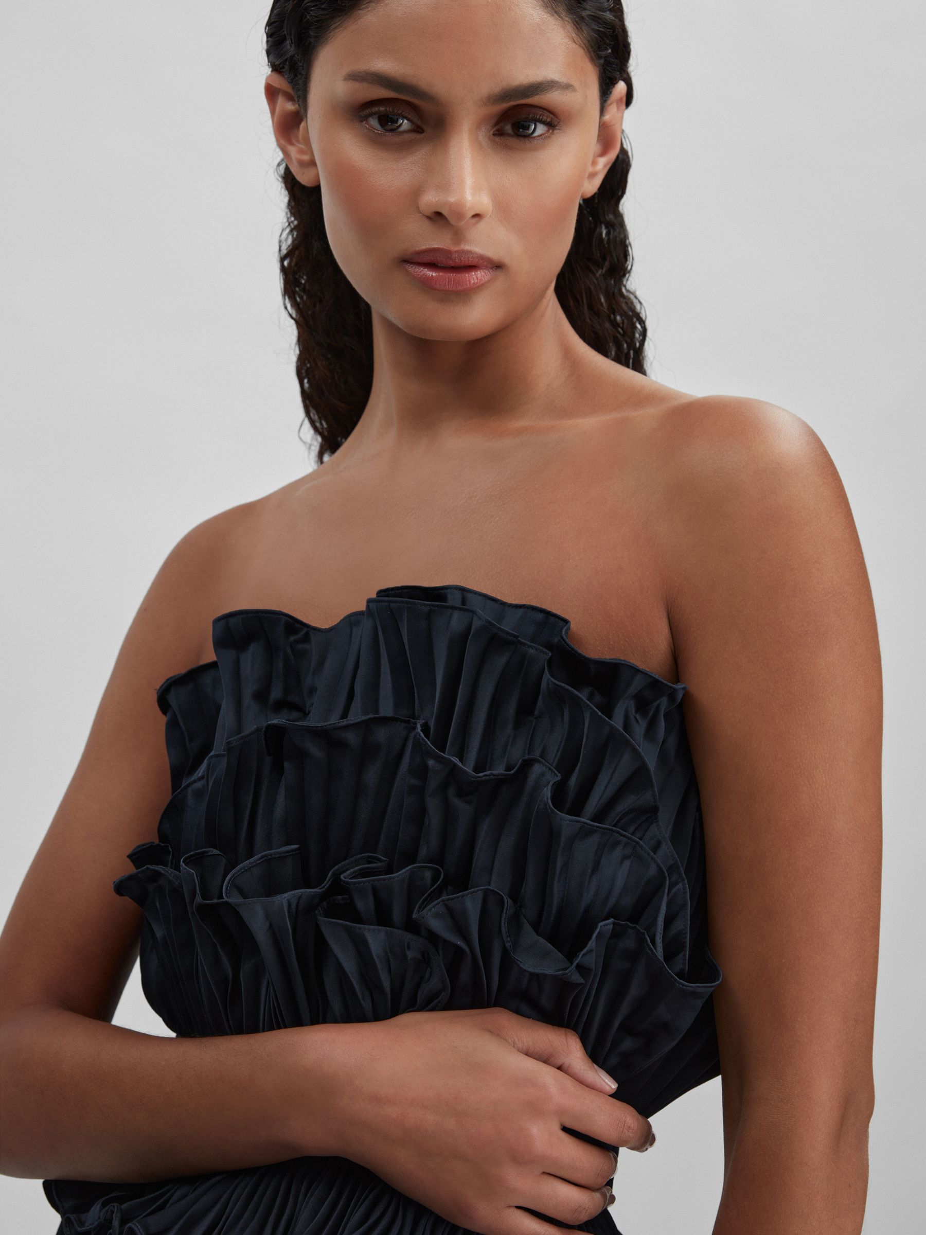 Amur Strapless Ruffle Mini Dress in Navy - Image 4 of 6
