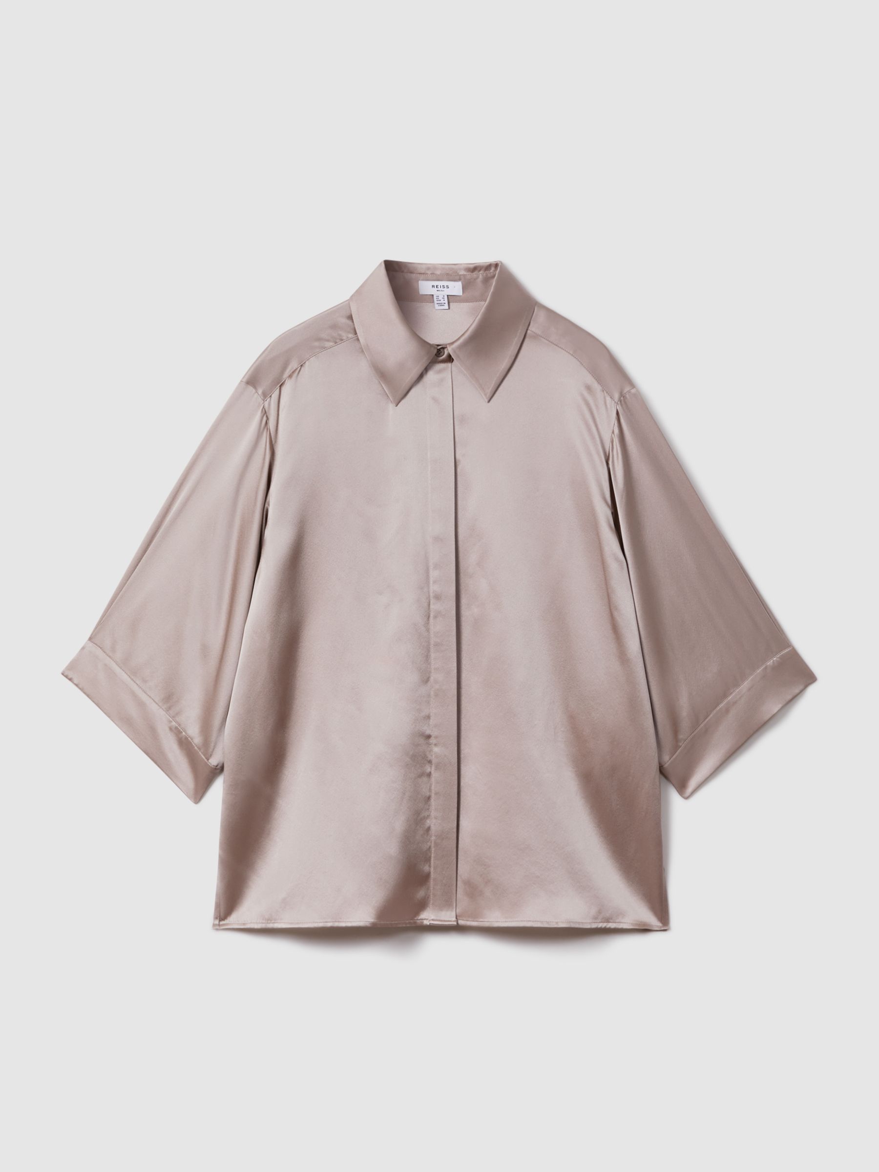 Silk Relaxed Sleeve Blouse in Champagne - Image 2 of 6