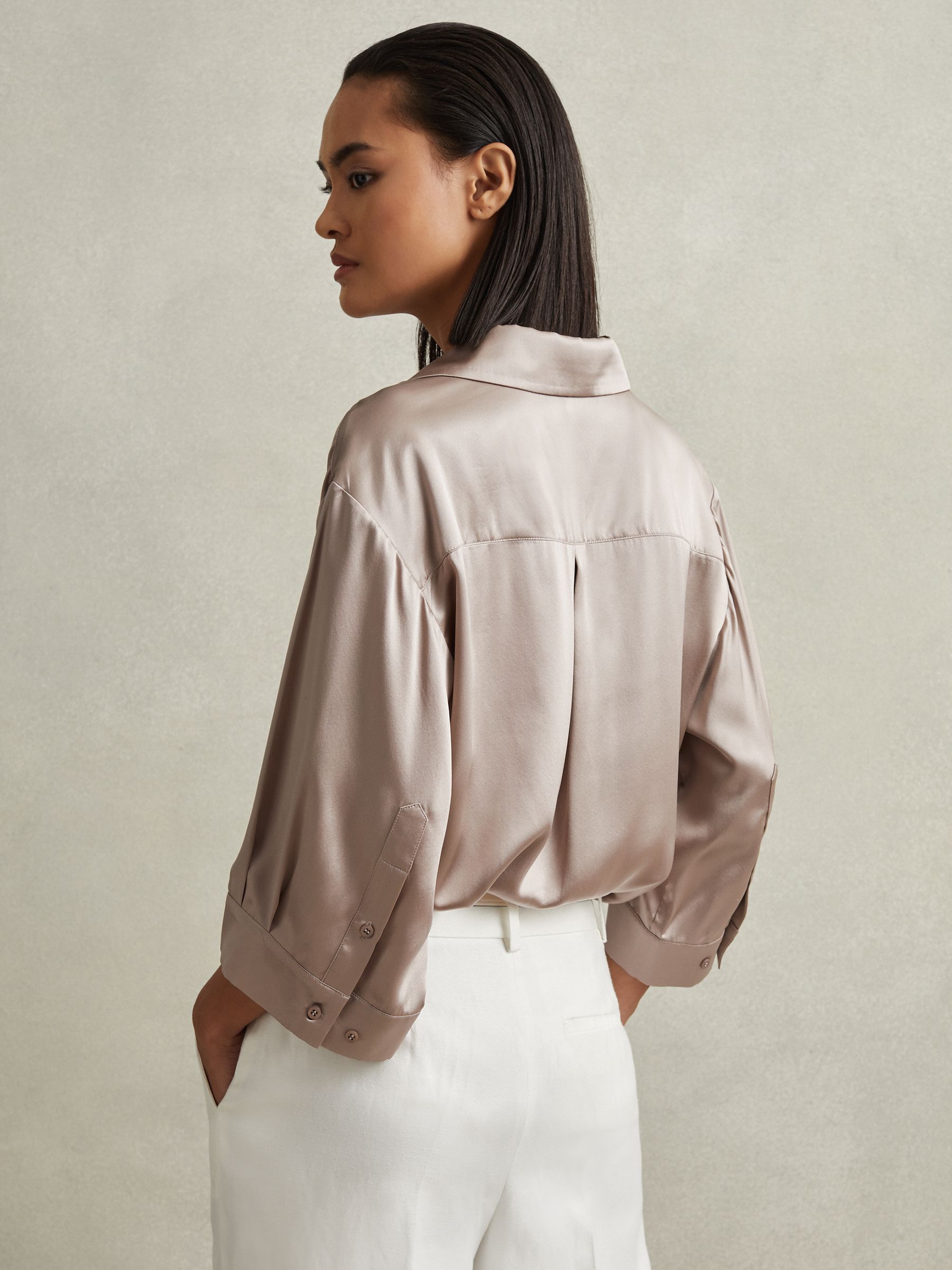 Silk Relaxed Sleeve Blouse in Champagne - Image 5 of 6
