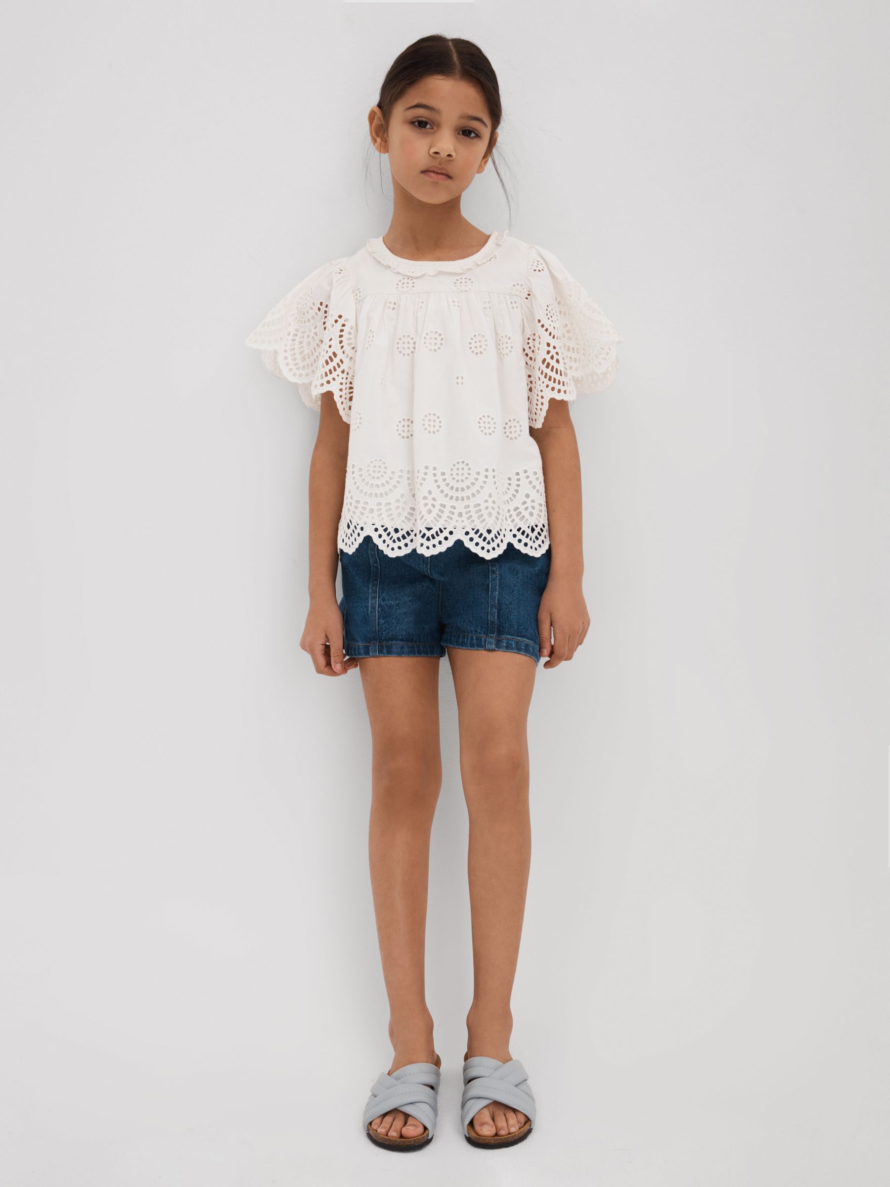 9-13 yrs Cotton Broderie Blouse in Ivory - Image 1 of 4