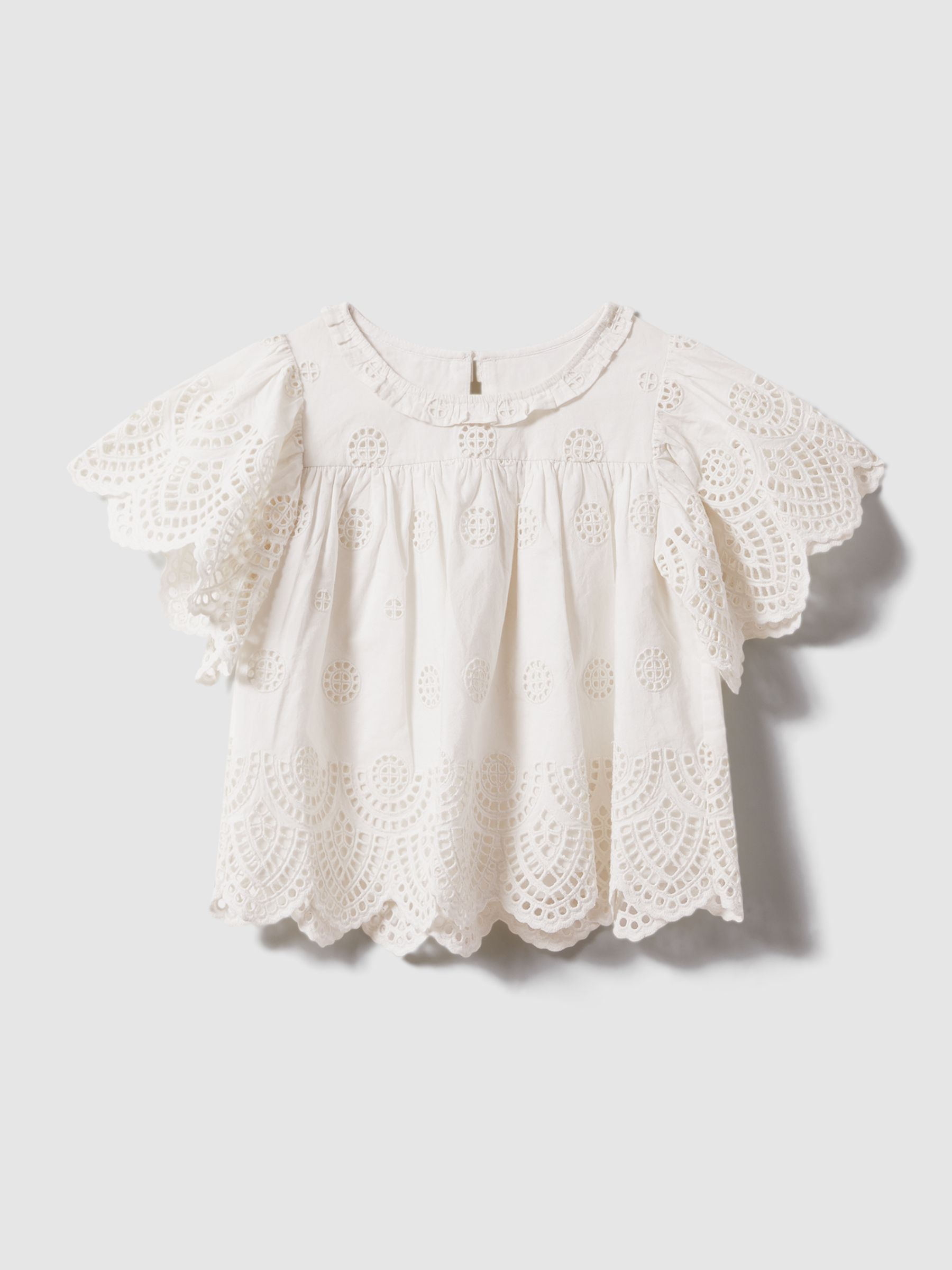 9-13 yrs Cotton Broderie Blouse in Ivory - Image 2 of 4