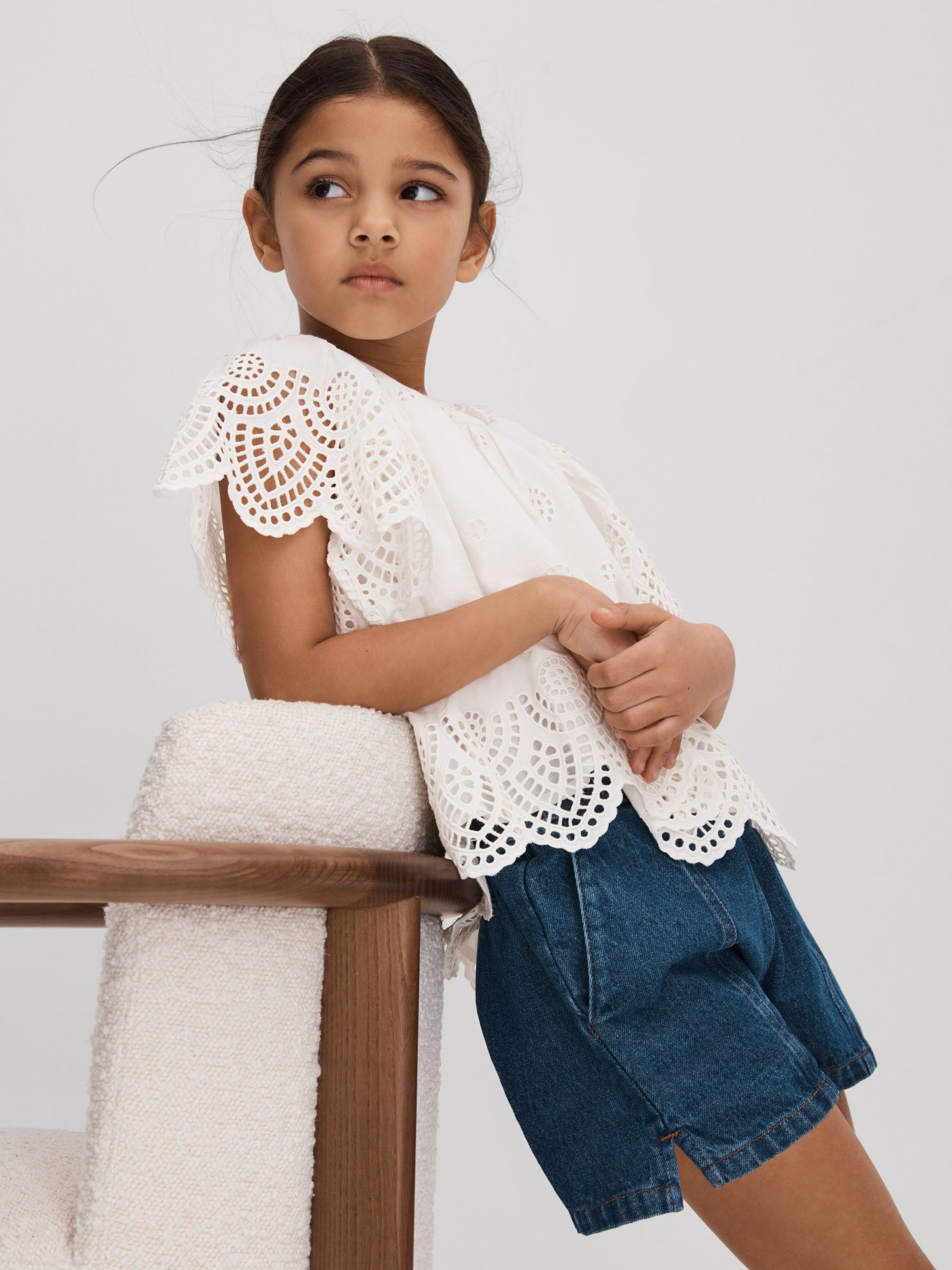 9-13 yrs Cotton Broderie Blouse in Ivory - Image 3 of 4