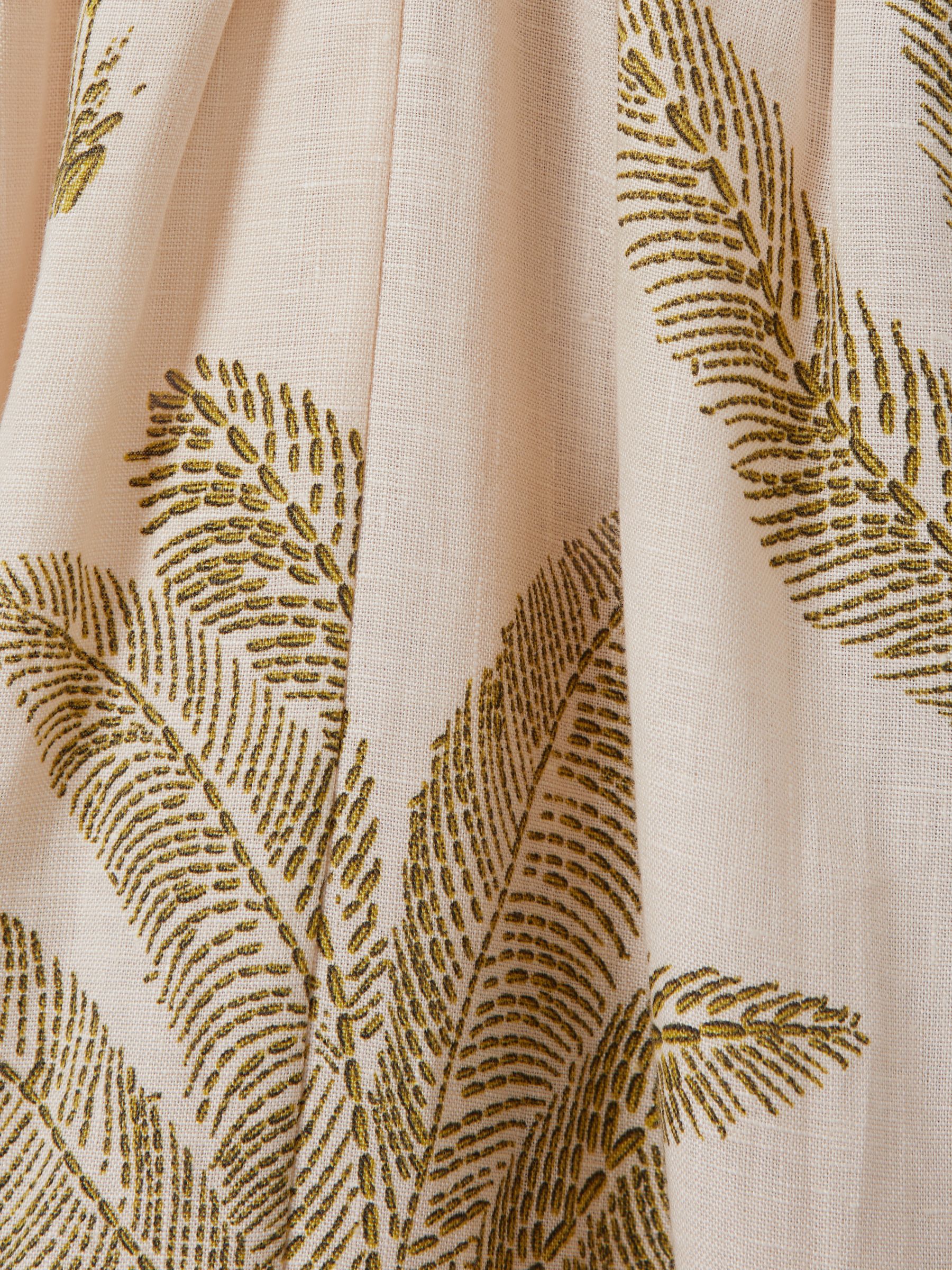 100% Linen Tropical Print Midi Dress in Neutral/Green - Image 6 of 6