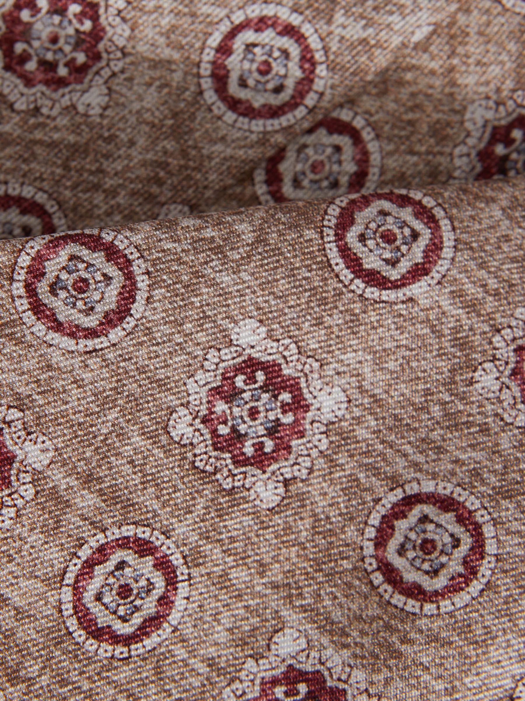 Silk Medallion Print Tie in Oatmeal/Rose - Image 4 of 5