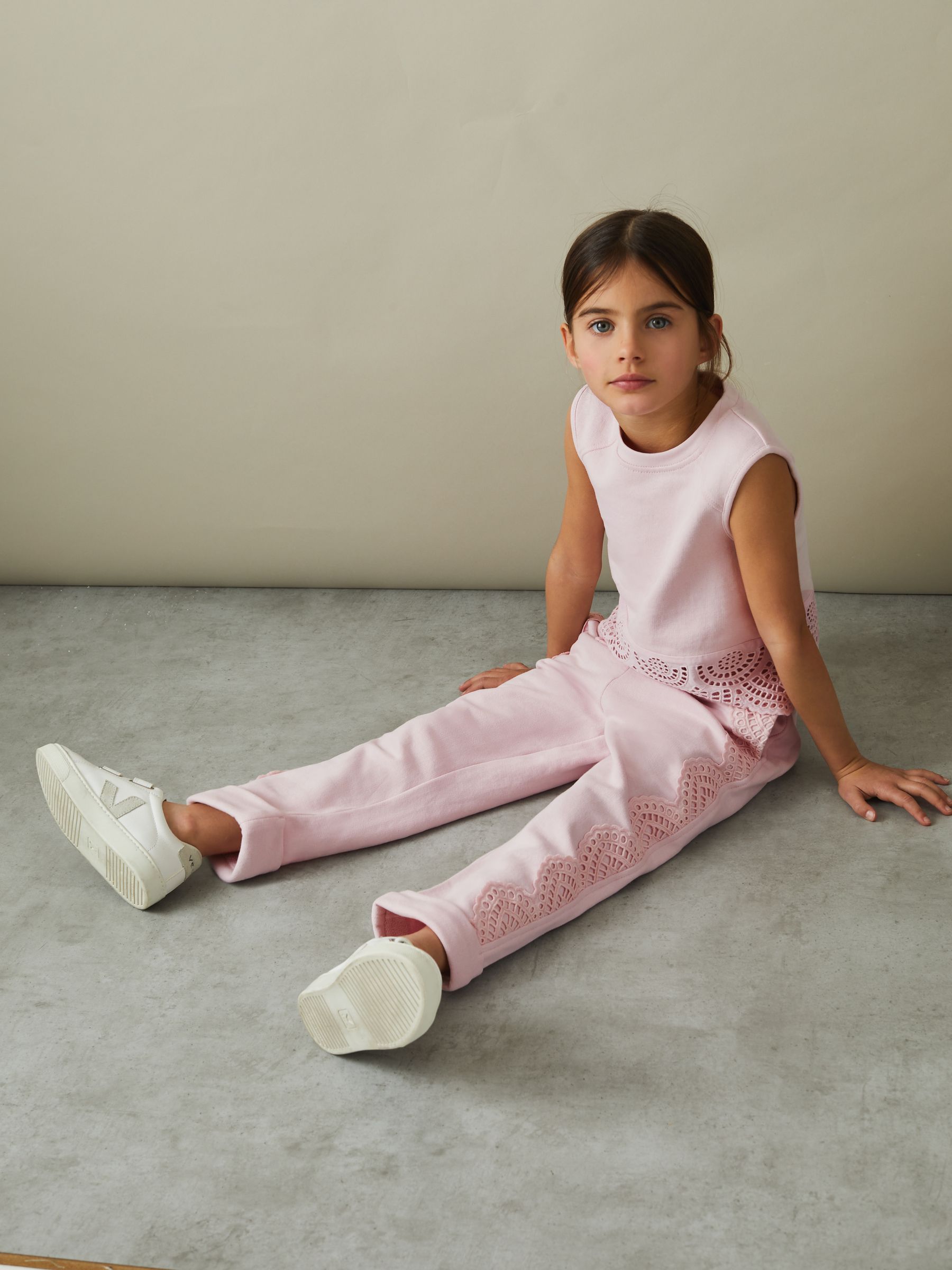 13-14 yrs Cotton Broderie Drawstring Trousers in Pink - Image 3 of 4