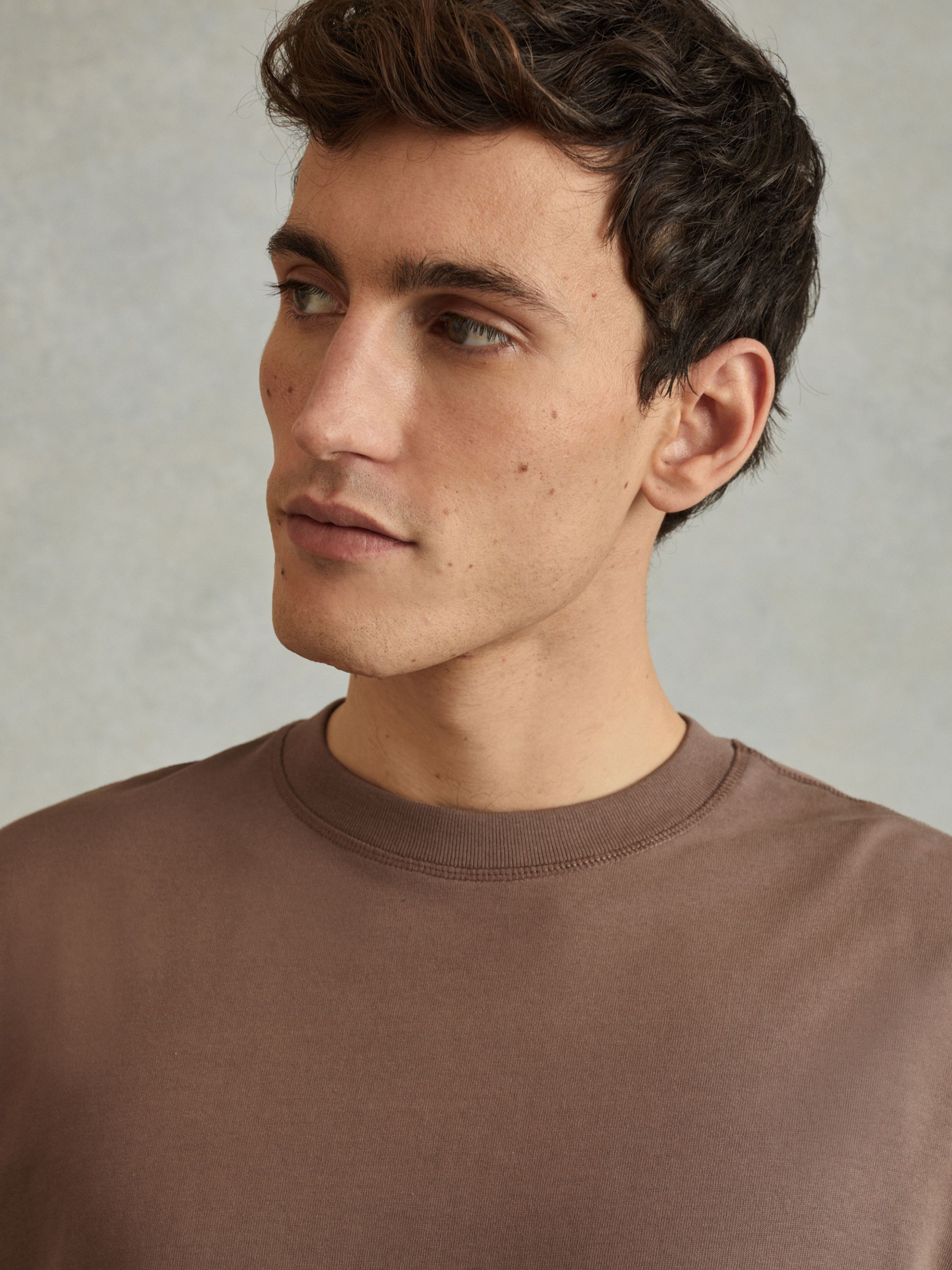 Oversized Garment Dye T-Shirt in Deep Taupe - Image 3 of 5