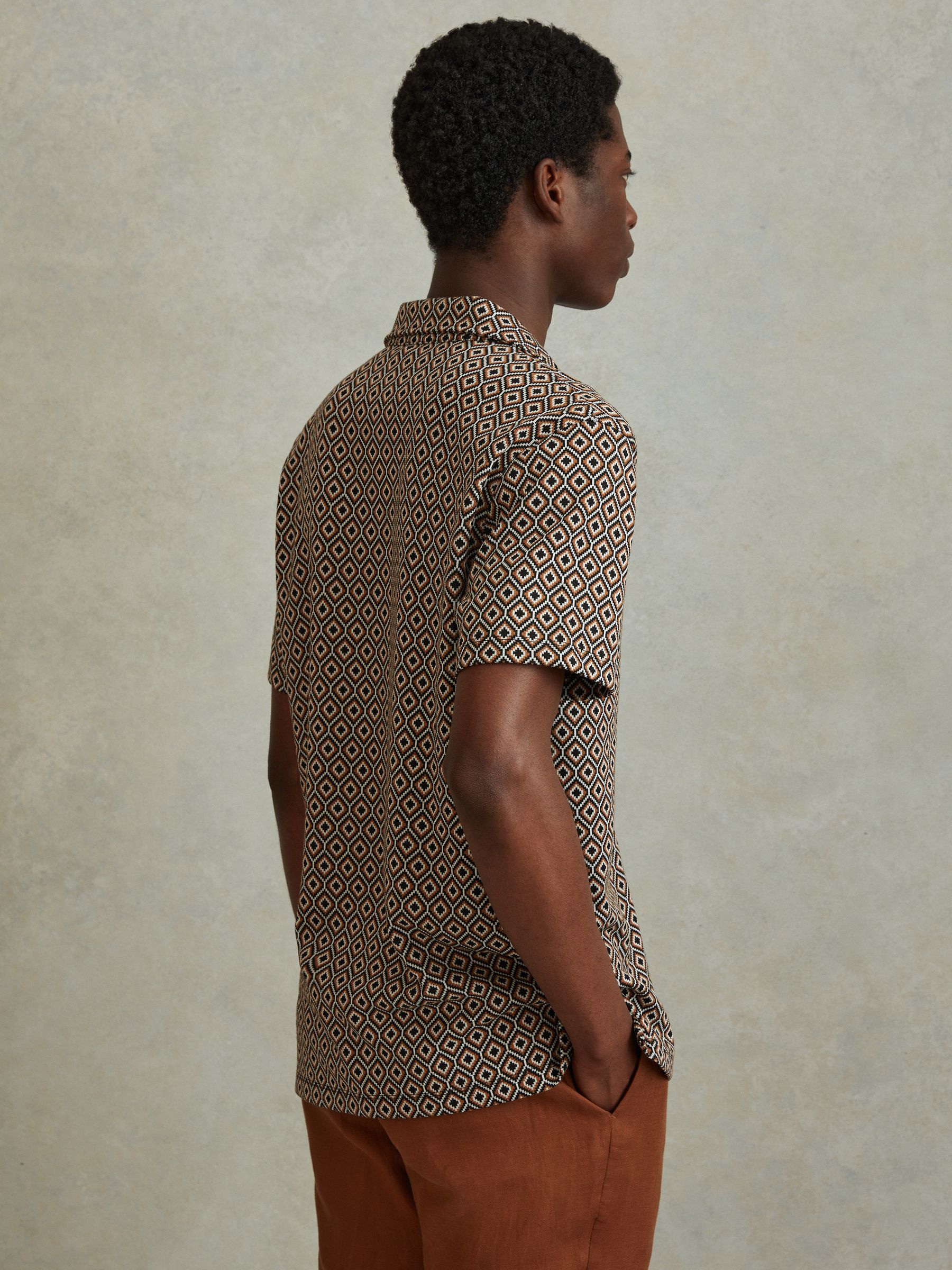 Jacquard Cuban Collar Shirt in Multi - Image 4 of 6