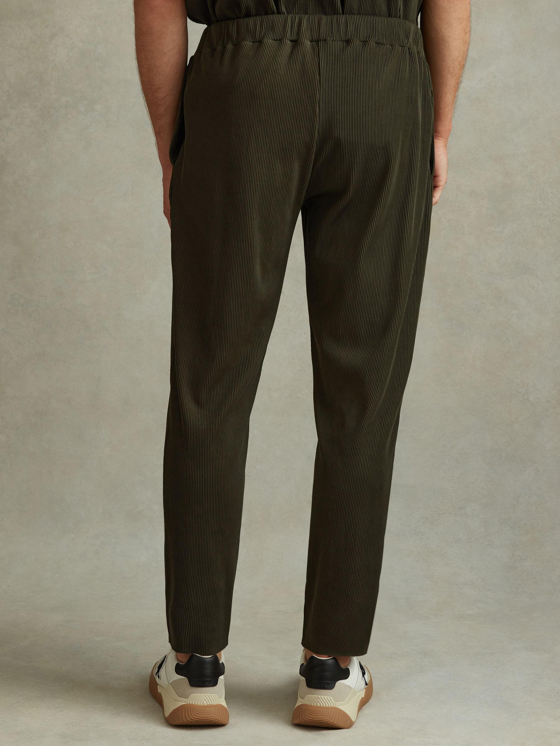 Ribbed Elasticated Waist Trousers in Green - Image 4 of 5